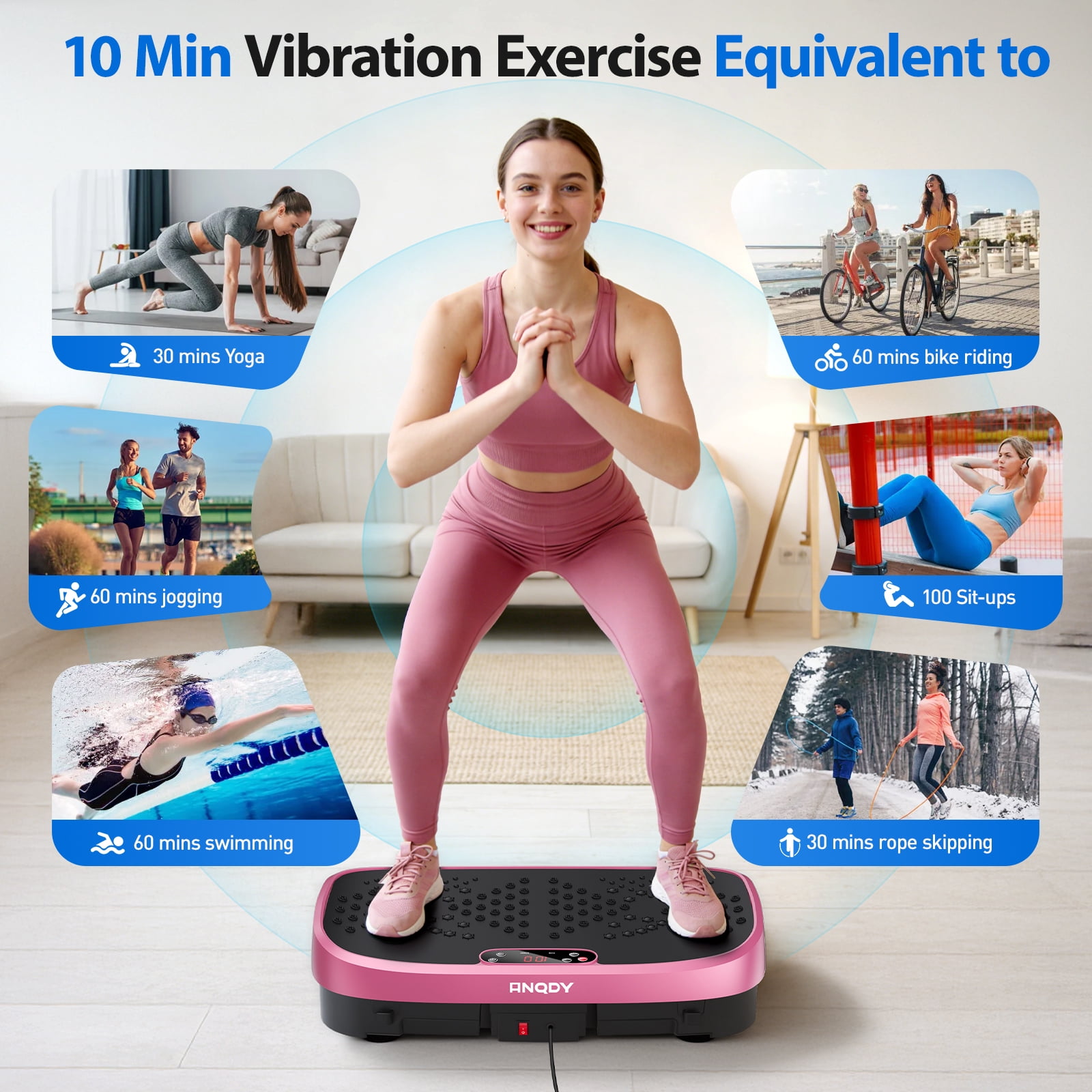 Anqdy Vibration Plate Exercise Machine with Magnetic Acupoints and LCD Display (Pink, 22 in x 14 in x 6 in) pn9ge