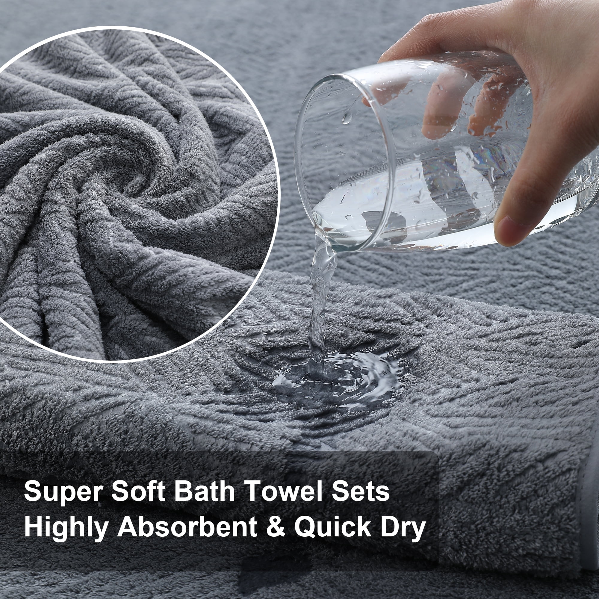 Green Essen Oversized Bath Towel Set, Highly Absorbent Quick Dry Shower Sheets (Dark Grey, 4 Pack, 35 x 70 in) k65ma