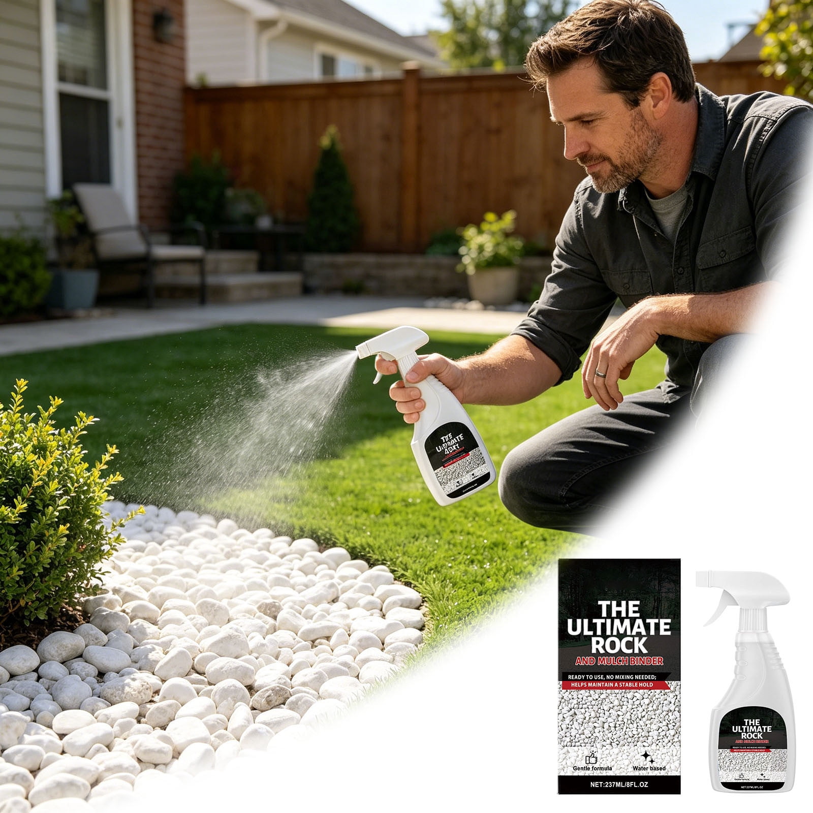 Garden Rock & Mulch Color Restorer Spray (Clear, 8.01 fl oz) 5o35s