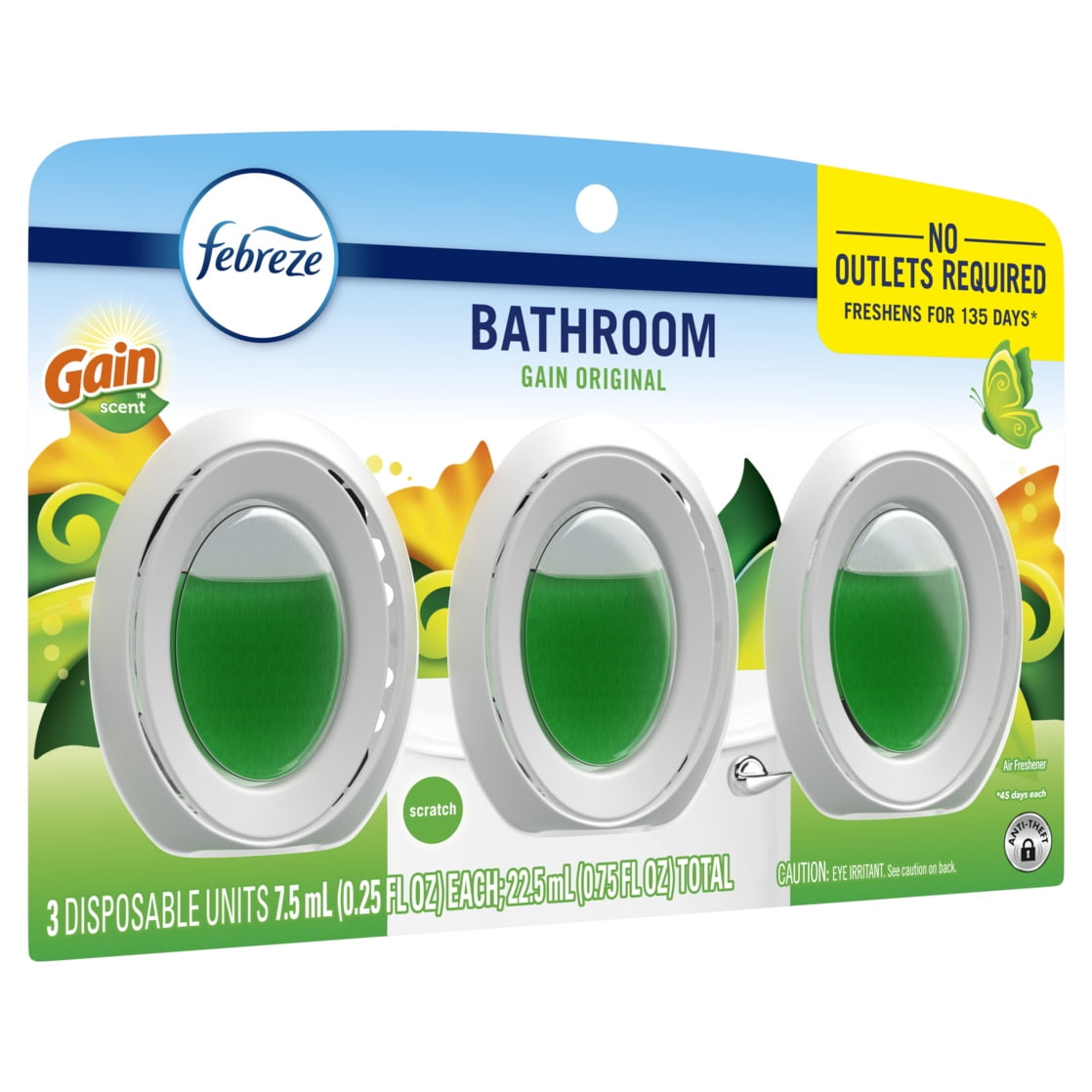 Febreze Odor-Fighting Bathroom Air Freshener, Gain Original Scent (3 Pack) mvkac