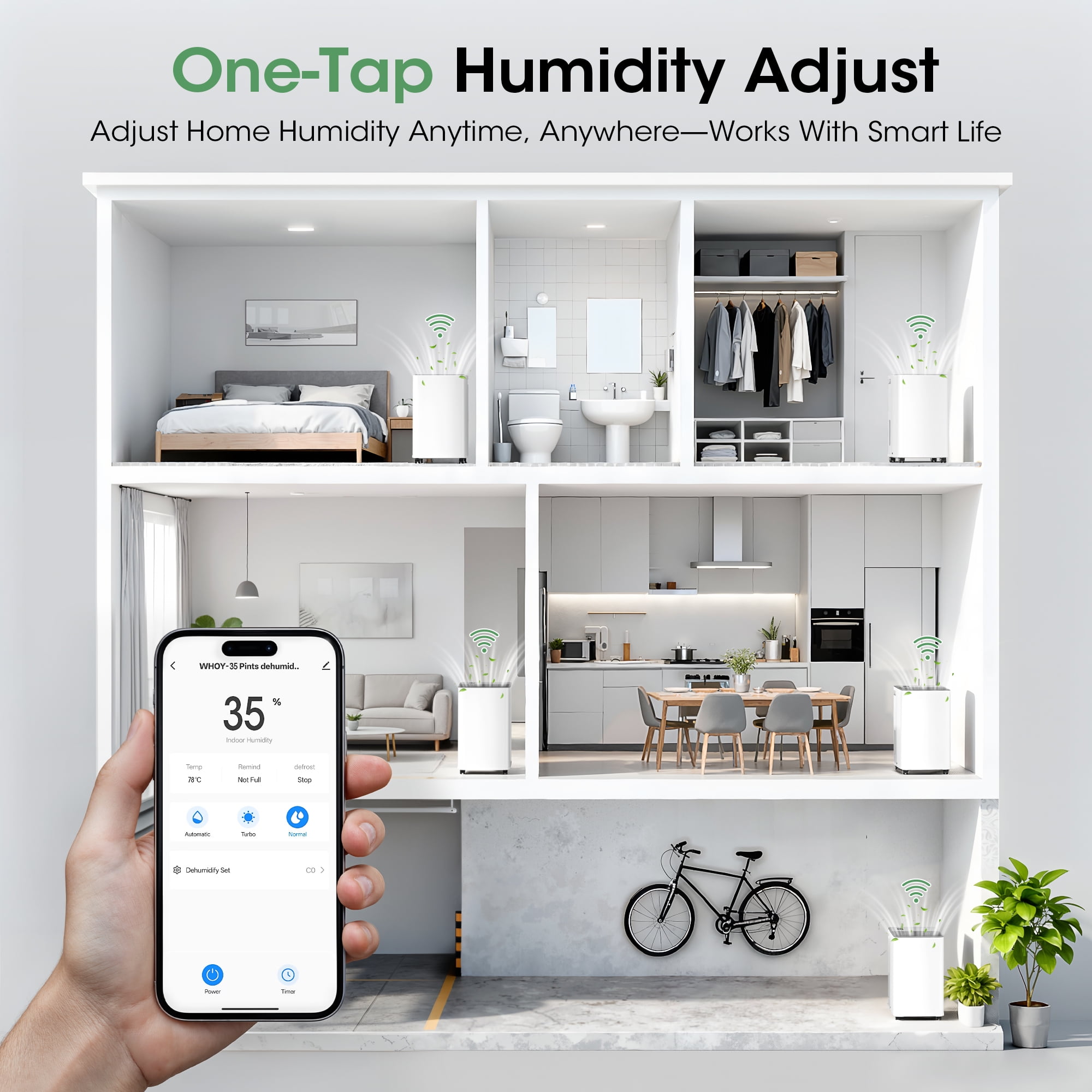 Patiosunny Smart Dehumidifier with WiFi App Control and Continuous Drain Hose (35 Pints per Day) p10r4