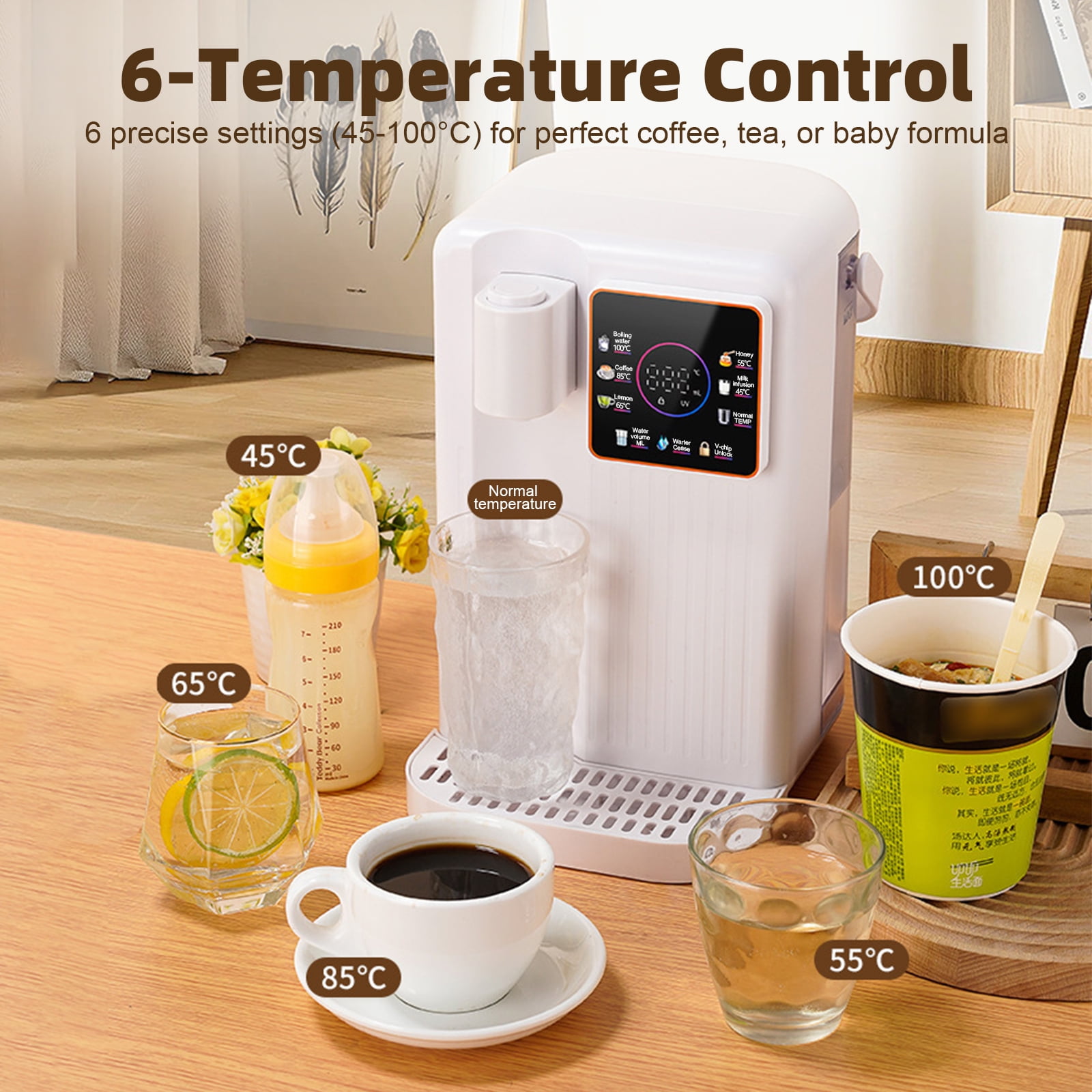 YILIFEIDA Instant Hot Water Dispenser, Countertop Boiling Water Station with Adjustable Temperature & Volume (White, 119 fl oz) 16g8h