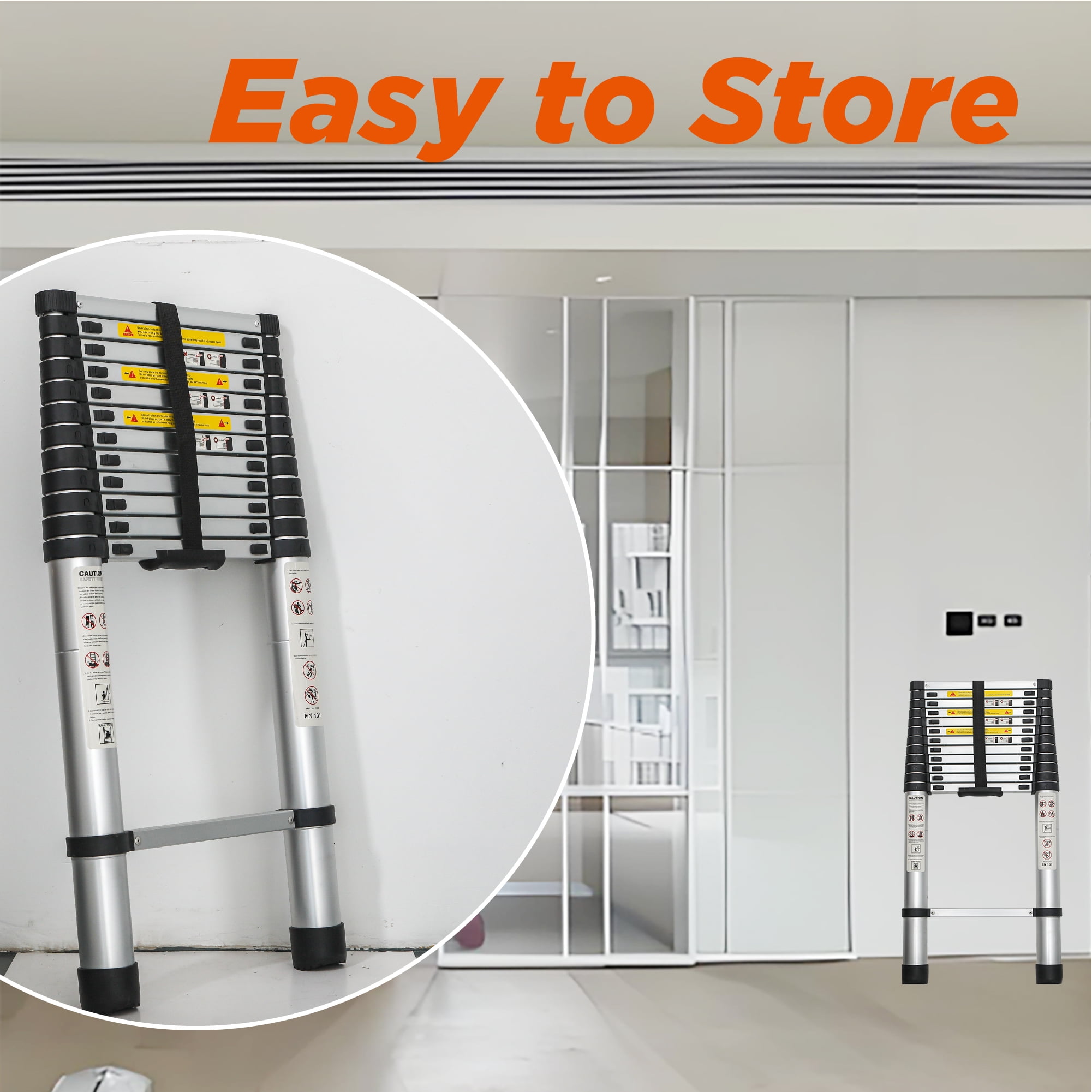 Juuar Telescoping Ladder, Aluminum Extension Ladder for Home and RV (Black, 12.5 ft) nzmw6