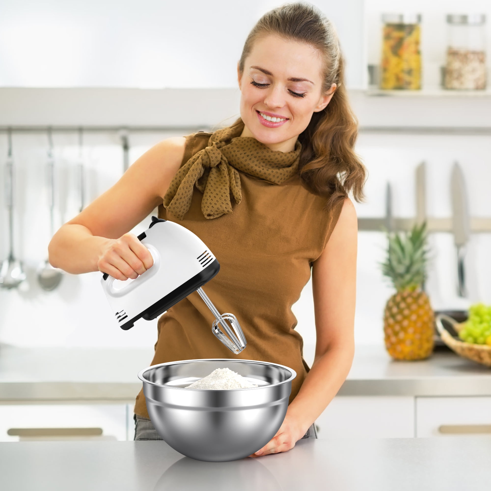 TINANA Stainless Steel Nesting Mixing Bowls Set (5-Piece, 2 to 7 QT) bbfii