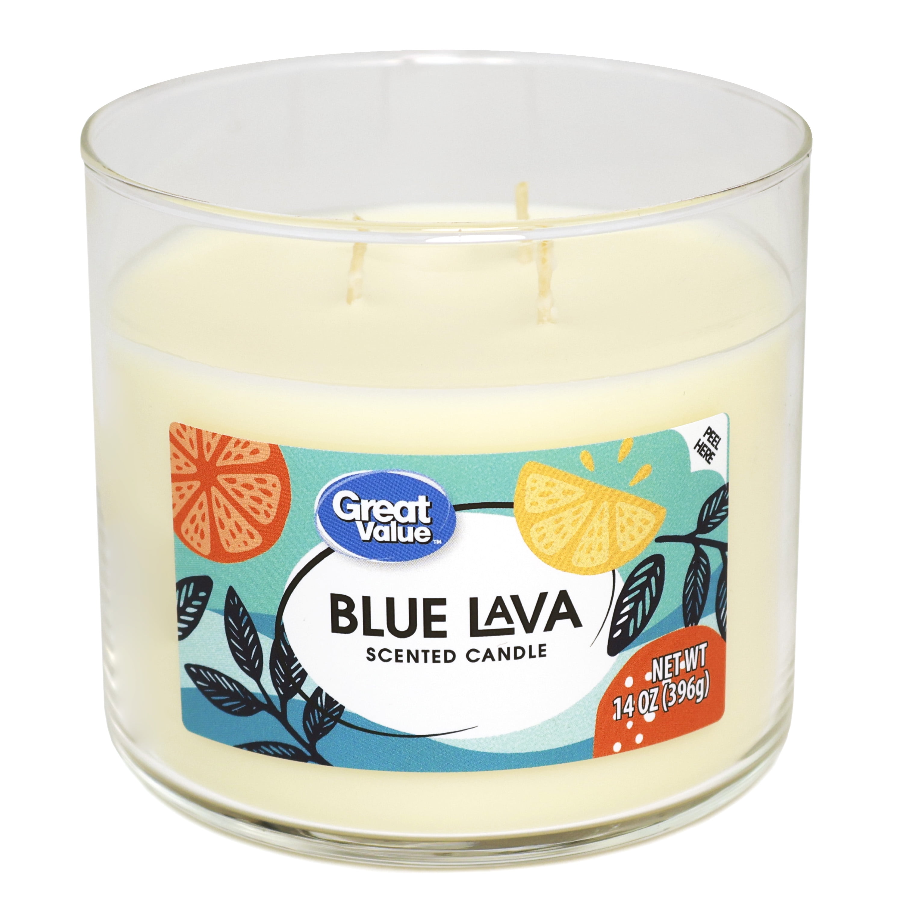 Great Value Scented Candle, 3-Wick Soy-Blend Wax, Blue Lava Fragrance (Blue, 14.5 oz) 0kfbo