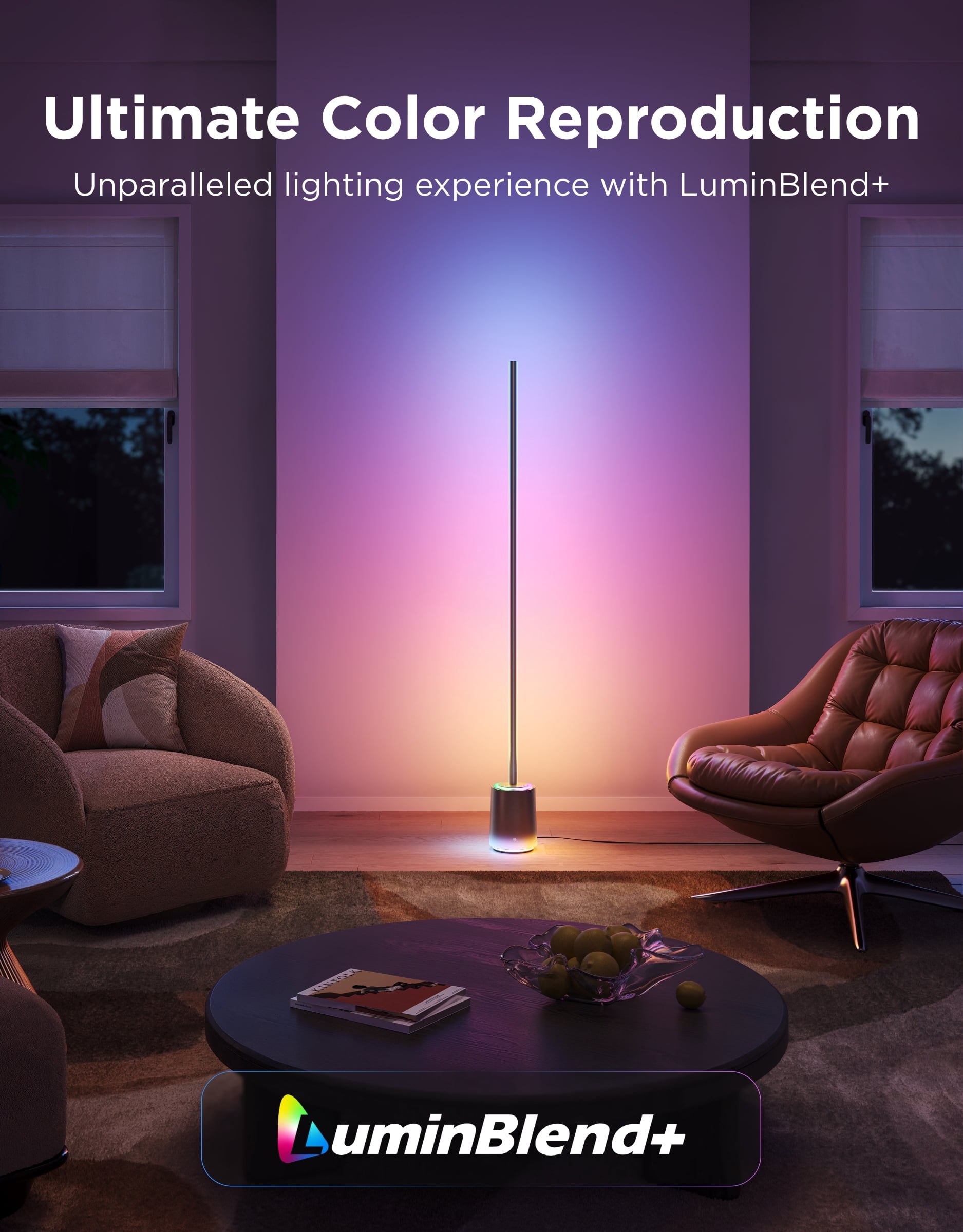 Govee Floor Lamp 3 Smart LED Standing Lamp with LuminBlend+ Technology (RGBIC, 2100lm, 1000K-10000K) 4frsc