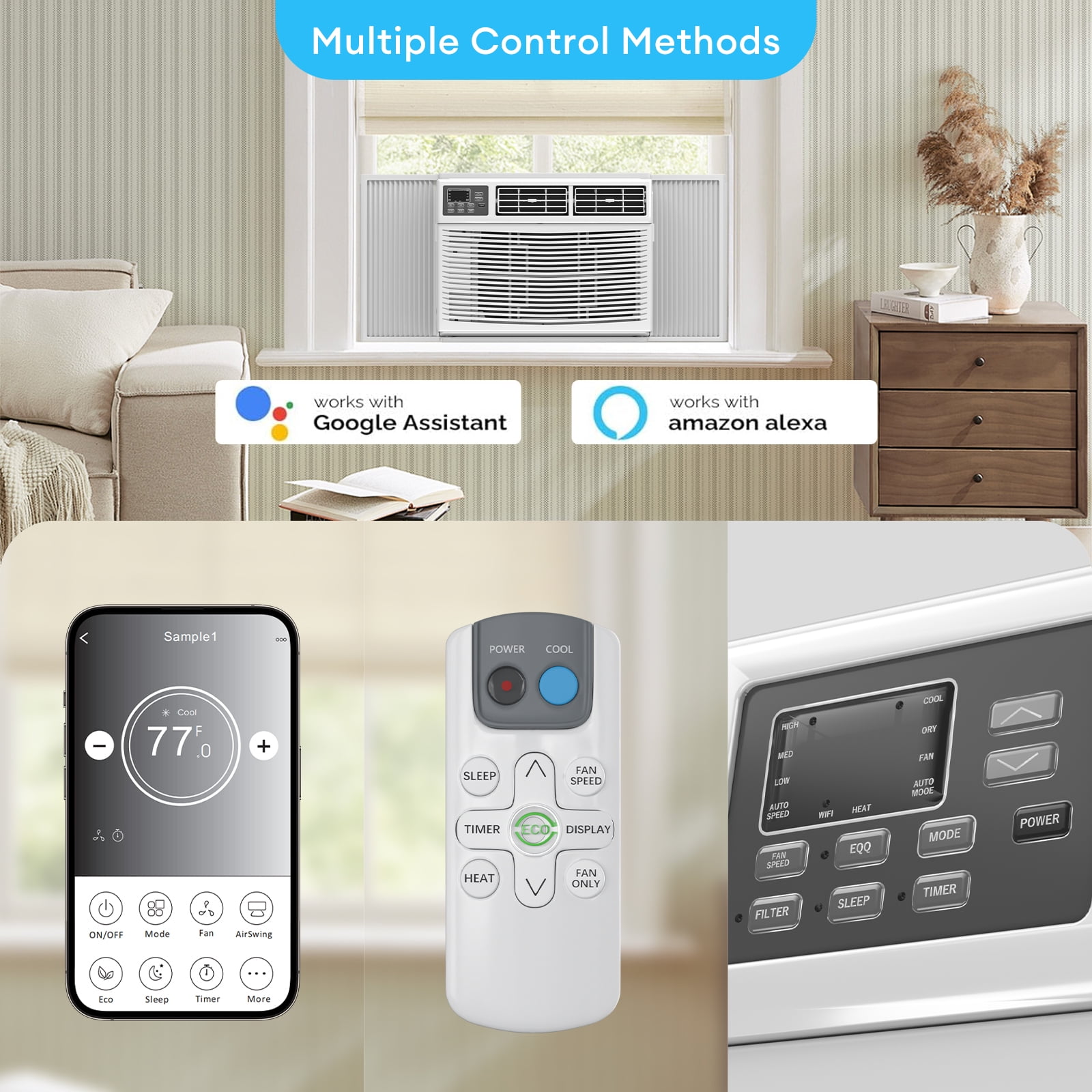 TABU 18000 BTU Window Air Conditioner and Heater Combo with Remote and App Control (White, 850 Sq. Ft.) rat9p