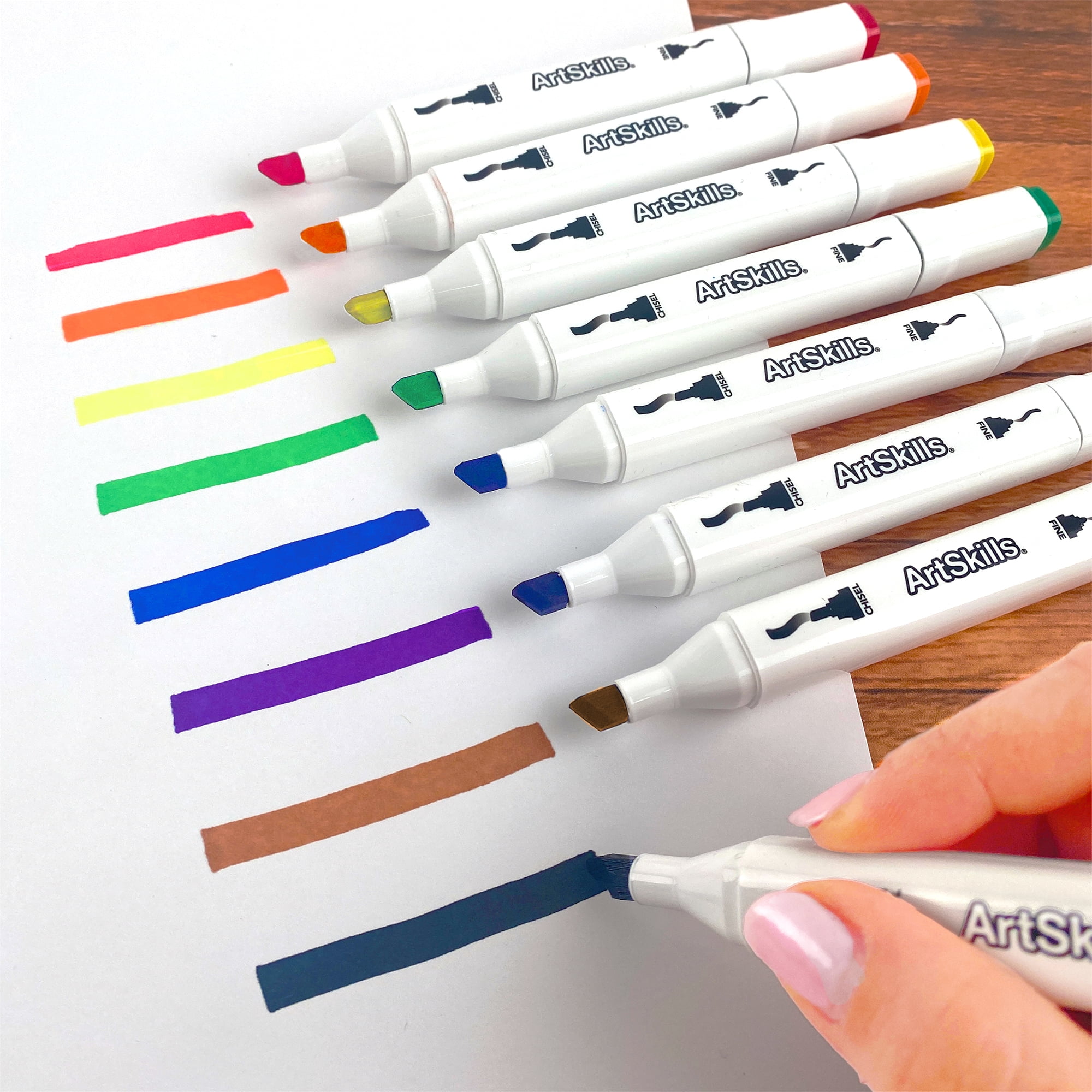 ArtSkills Dual Tip Permanent Markers, Fine & Chisel Tips, Assorted Colors (8-Pack) txxq9