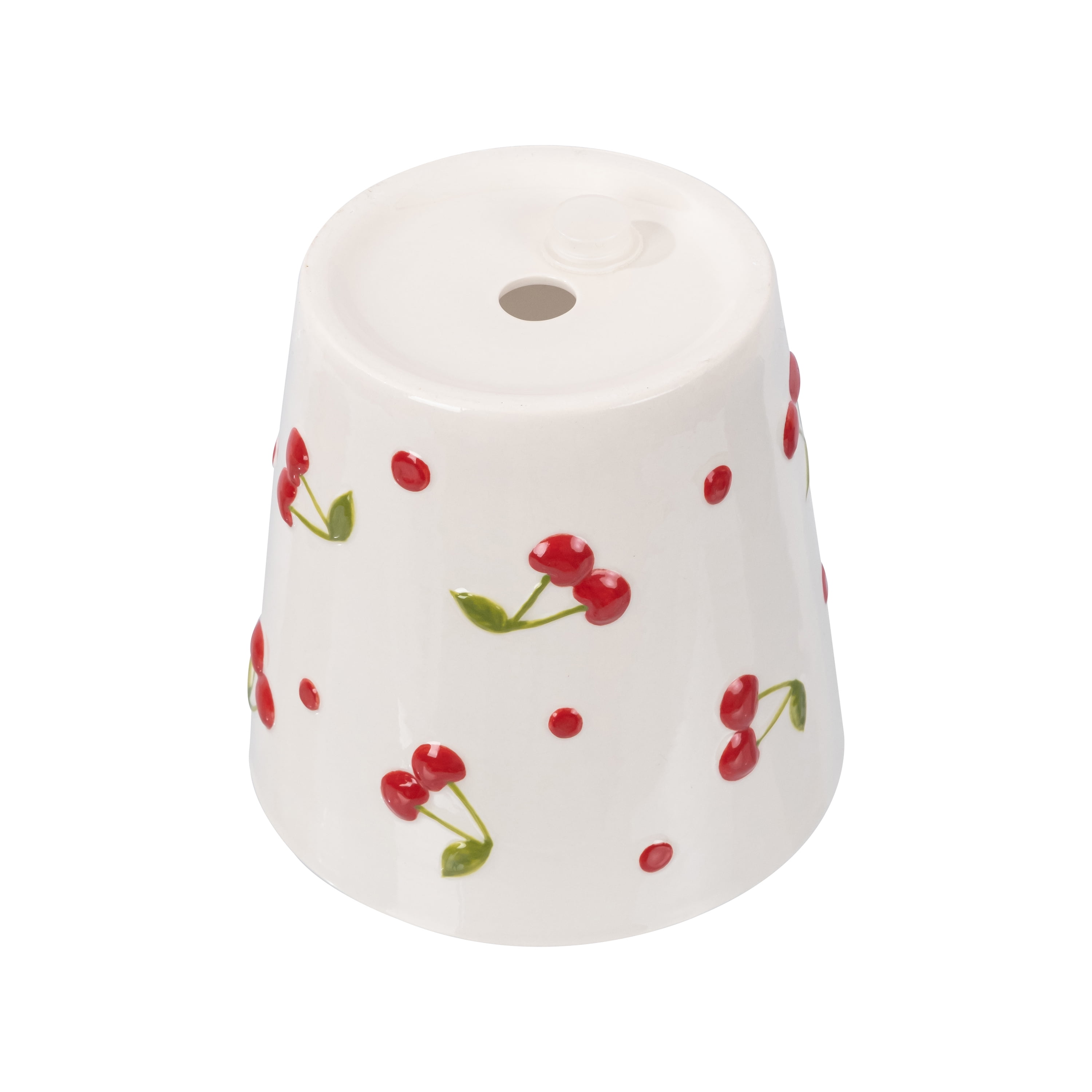 Mainstays Ceramic Cherry Planter Decorative Indoor Flower Pot (Cream and Red, 6.25 in x 6 in) kfrnd