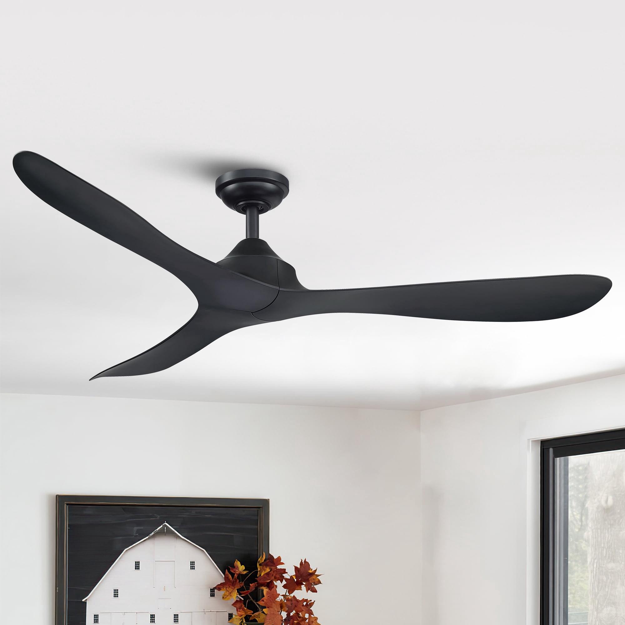 Parrot Uncle 56 in Modern Propeller Ceiling Fan, Industrial Indoor Ceiling Fan with Remote Control (Black, 56 in) r0h6d