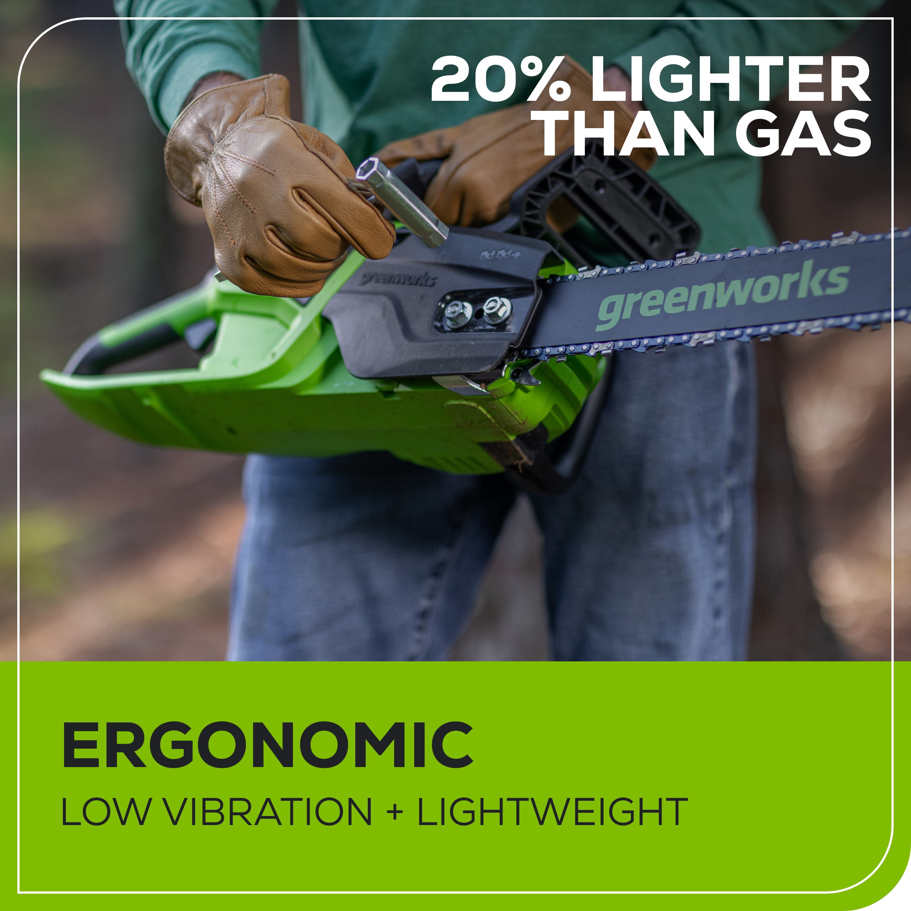 Greenworks 60V 18 in Brushless Chainsaw with 4.0 Ah Battery and 3 Amp Charger (Green, 18 in) yqokq