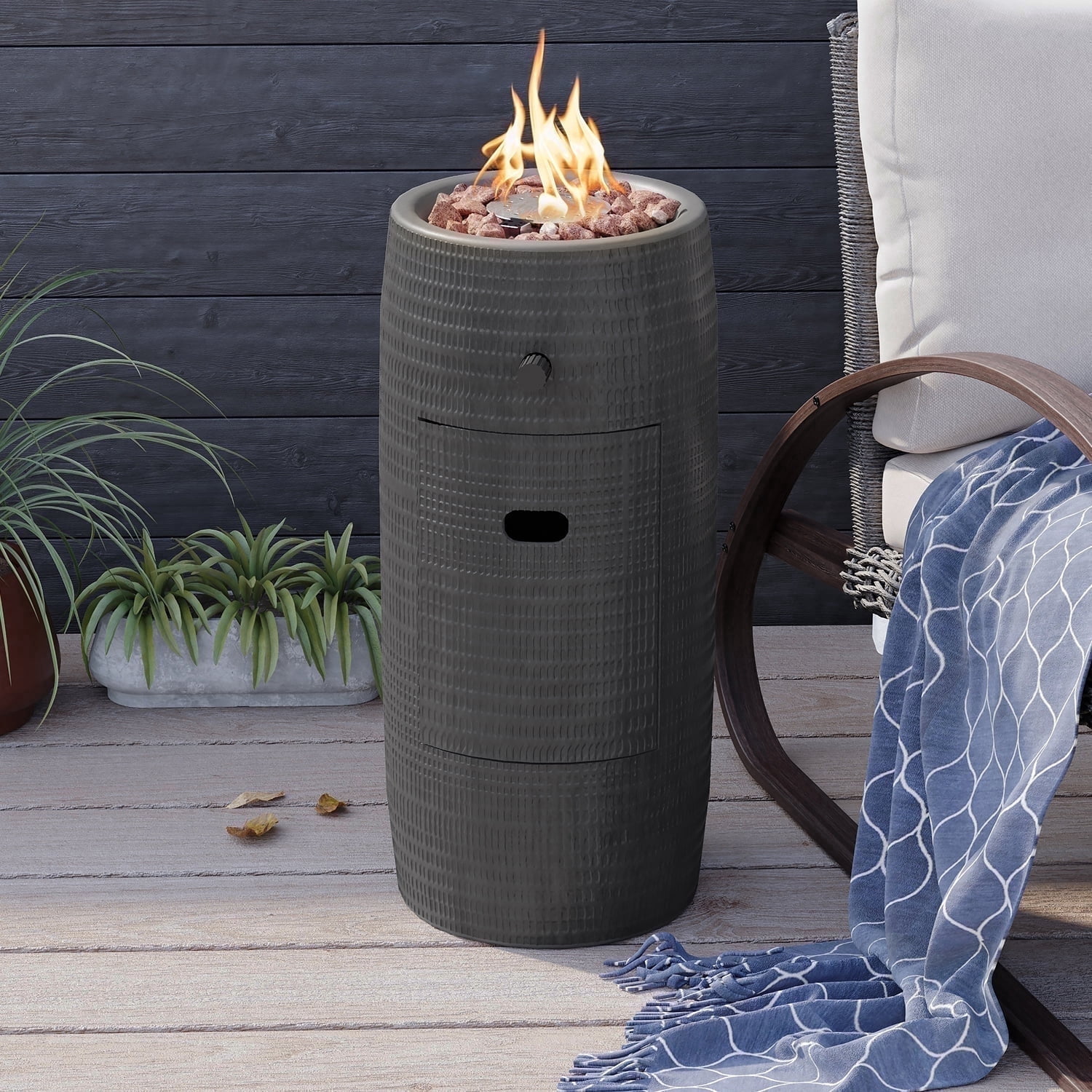 VENTOPYR 15,000 BTU Outdoor Propane Fire Pit Table with Lava Rocks (Grey, 11 in) jaguf