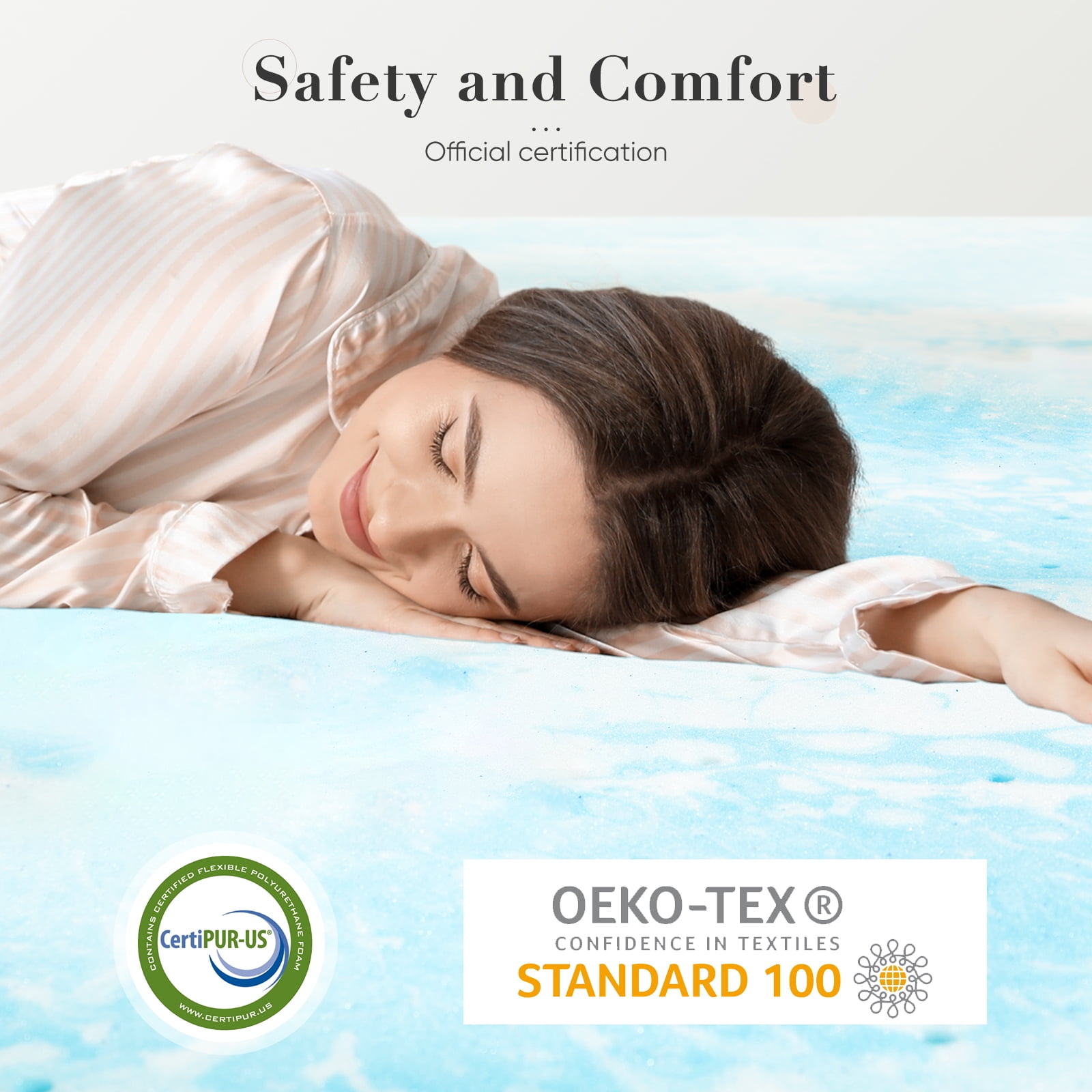 CONCETTA 3 Inch Memory Foam Mattress Topper with Cooling Gel (Full Size) o9tk2