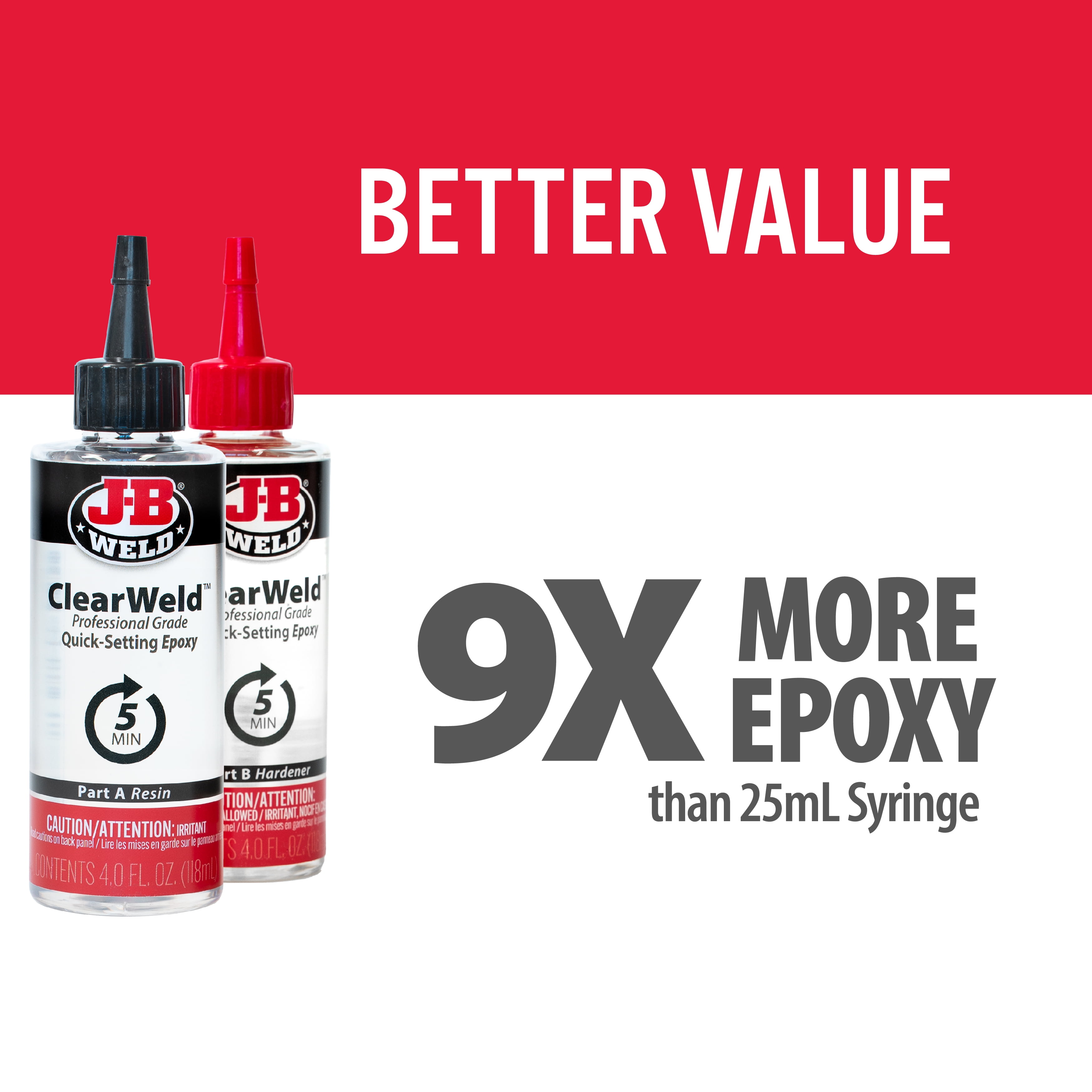 J-B Weld Clear Weld Epoxy Adhesive High-Strength Professional Formula (Clear, 8 fl oz) aeazh