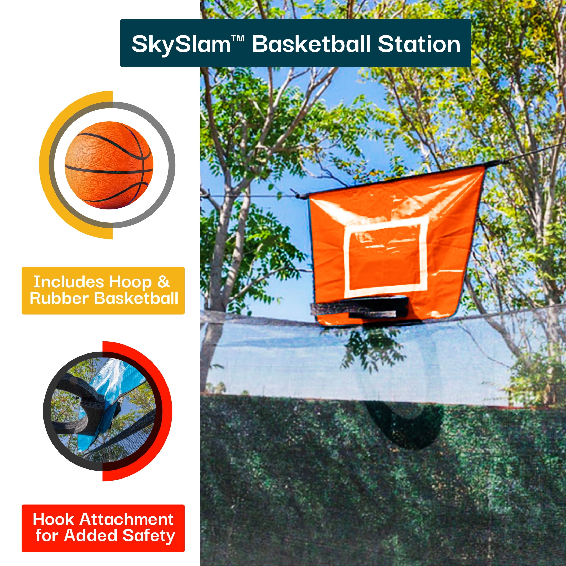 Bounce Pro 14 ft Multiplay Trampoline with Safety Enclosure, Basketball Hoop, and Electronic Target Game (14 ft) pwd9v