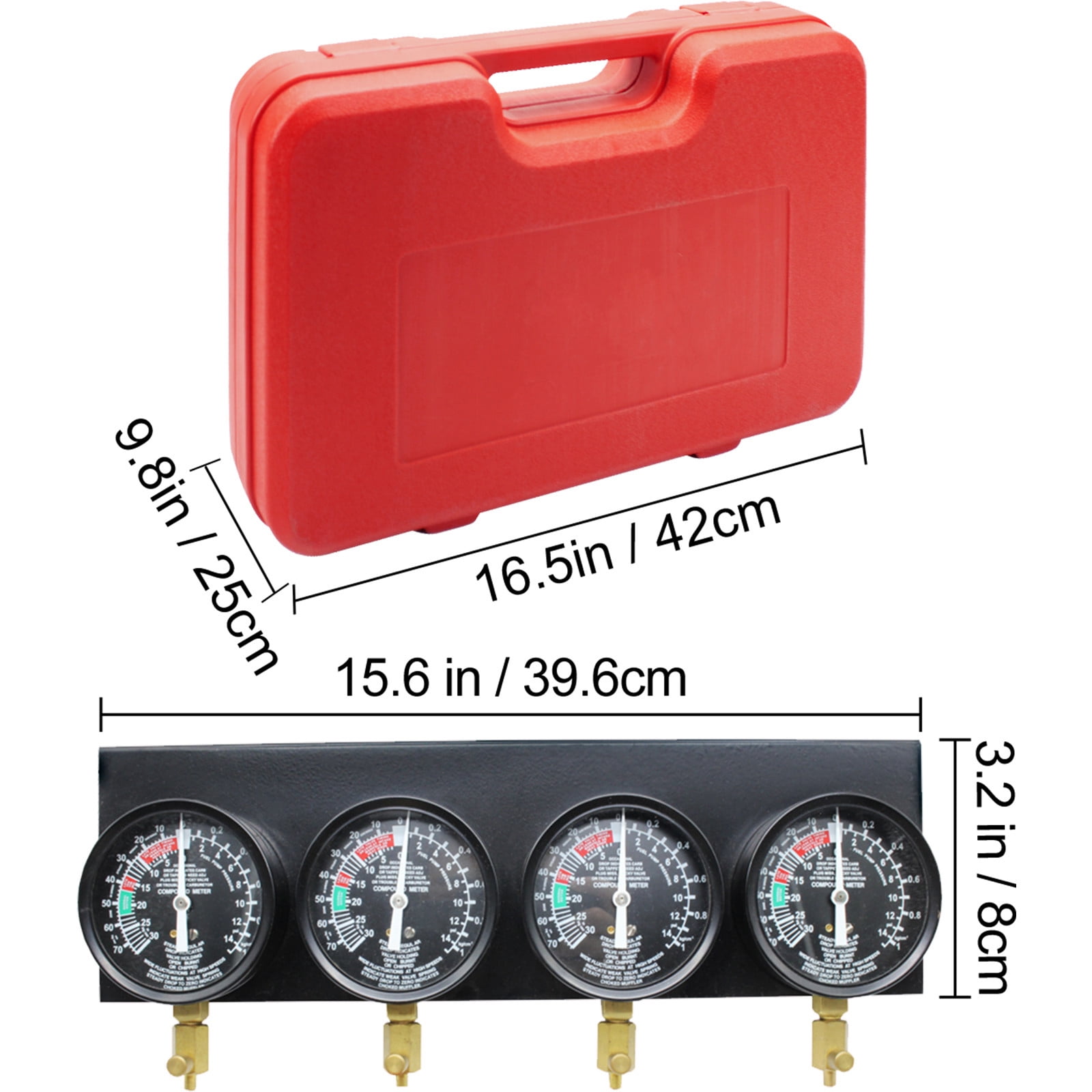 KFFKFF Carburetor Synchronization Tool Kit with 4 Precision Gauges and Carrying Case (4-Piece Set) 0rse8