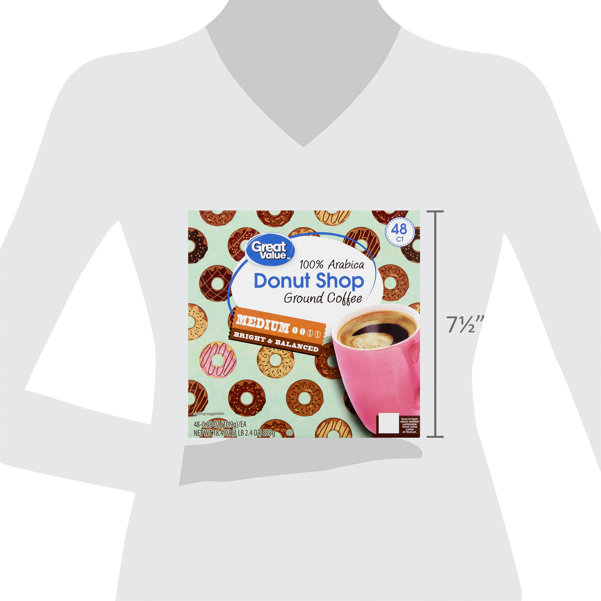 Great Value Donut Shop Medium Roast Ground Coffee Pods (48 Count) fu3si