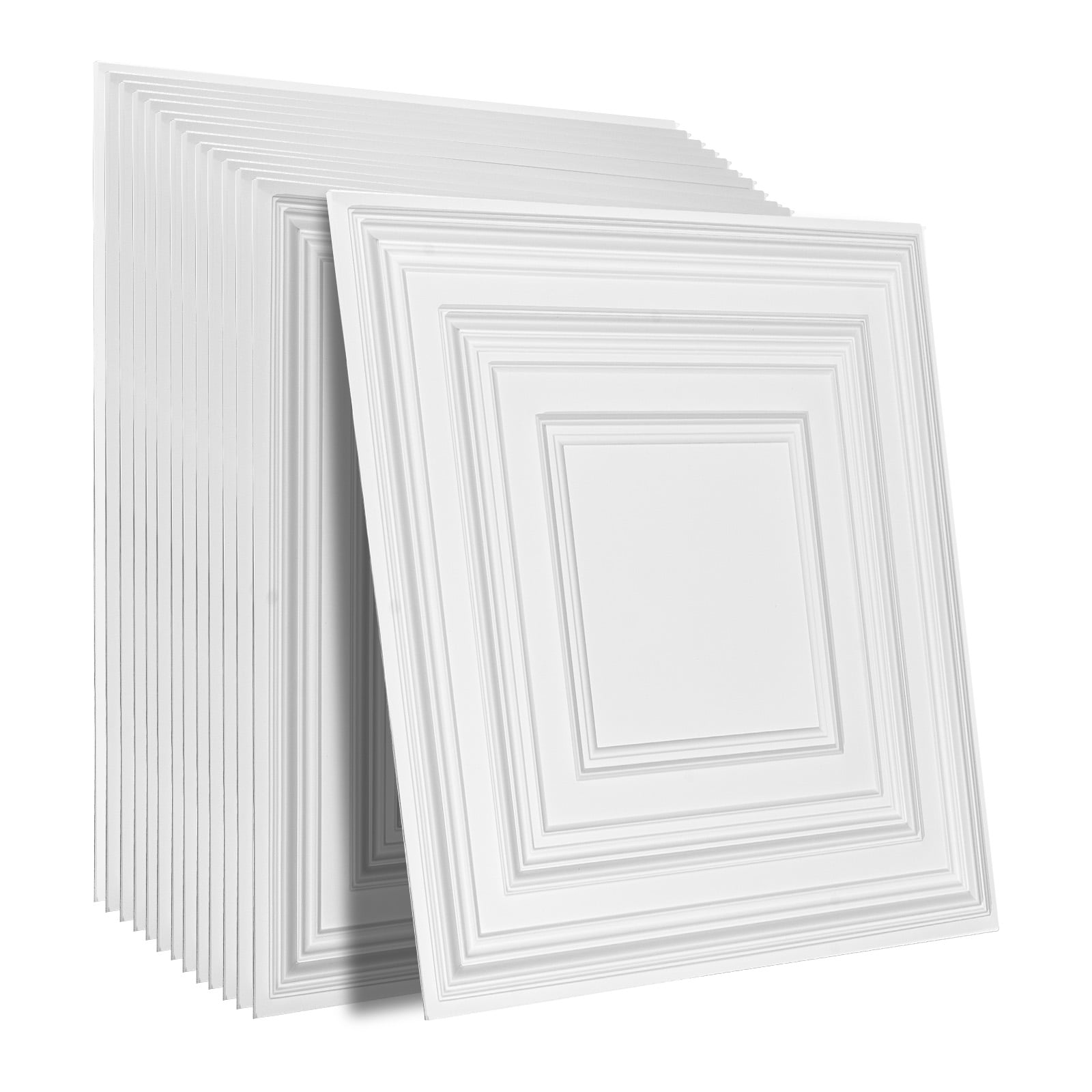 KFFKFF Drop-In Ceiling Panels, Premium PVC Decorative Tiles for Home and Office, Waterproof and Moisture-Resistant (White, 12 Pack, 24x24 in) g3dq8