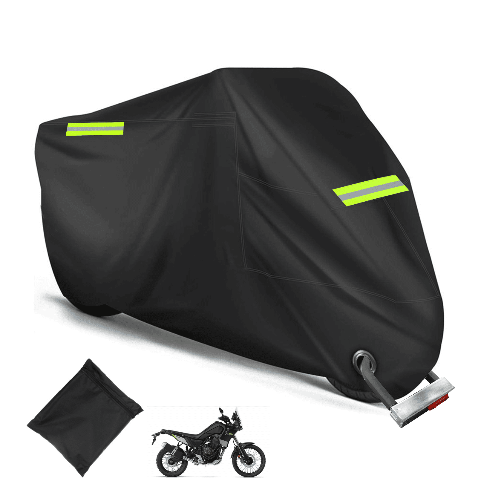 Pakasept Motorcycle Cover All-Season Waterproof Outdoor Protection with Lock-Holes and Storage Bag (Black, 96.5 in) q1tpn