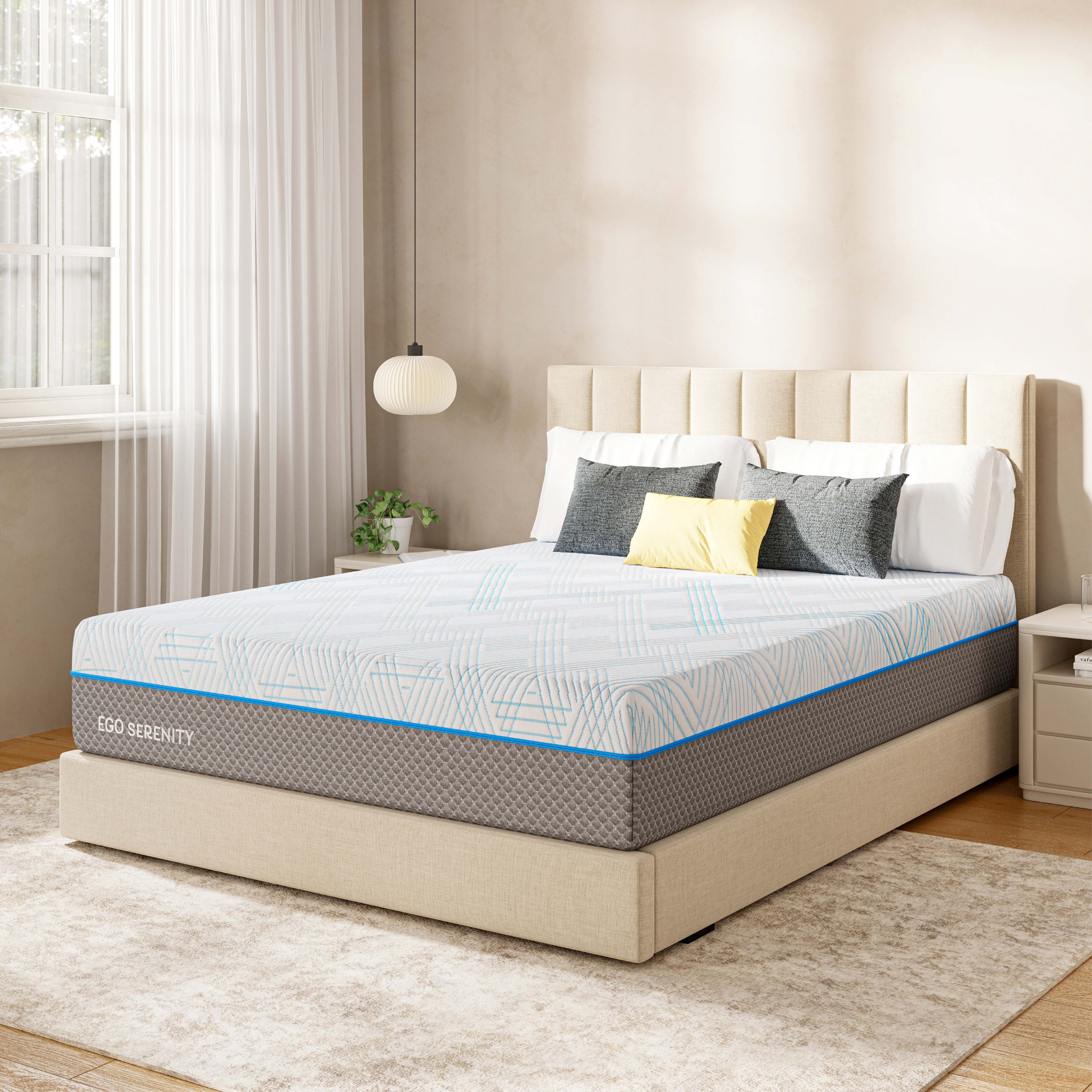 EGOHOME Serenity Queen Mattress, 10 in Gel Memory Foam Mattress, Medium-Firm Support (Queen) 62at4