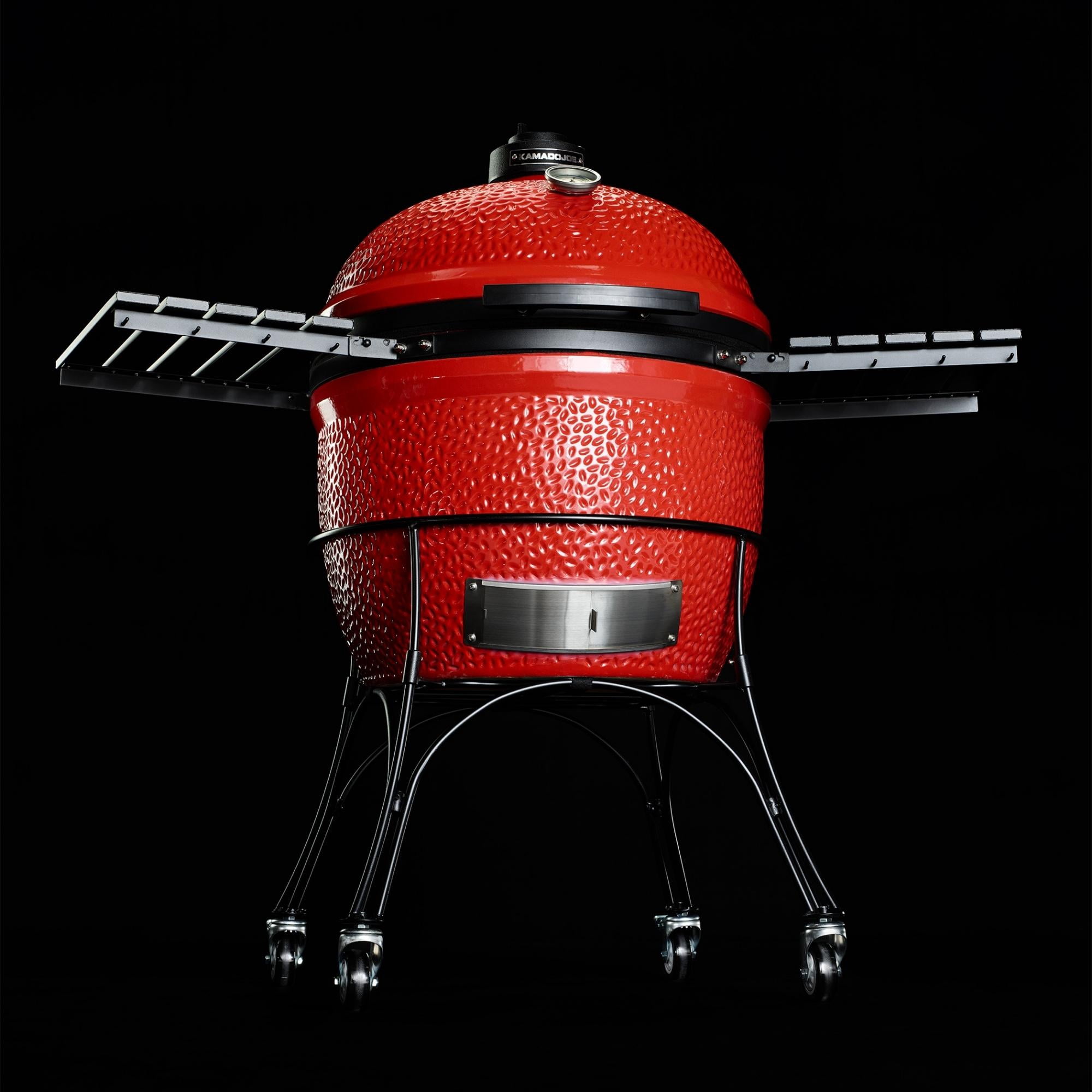 Kamado Joe Big Joe I 24 in. Ceramic Charcoal Grill with Cart and Side Shelves (Red, 24 in) 37rt4