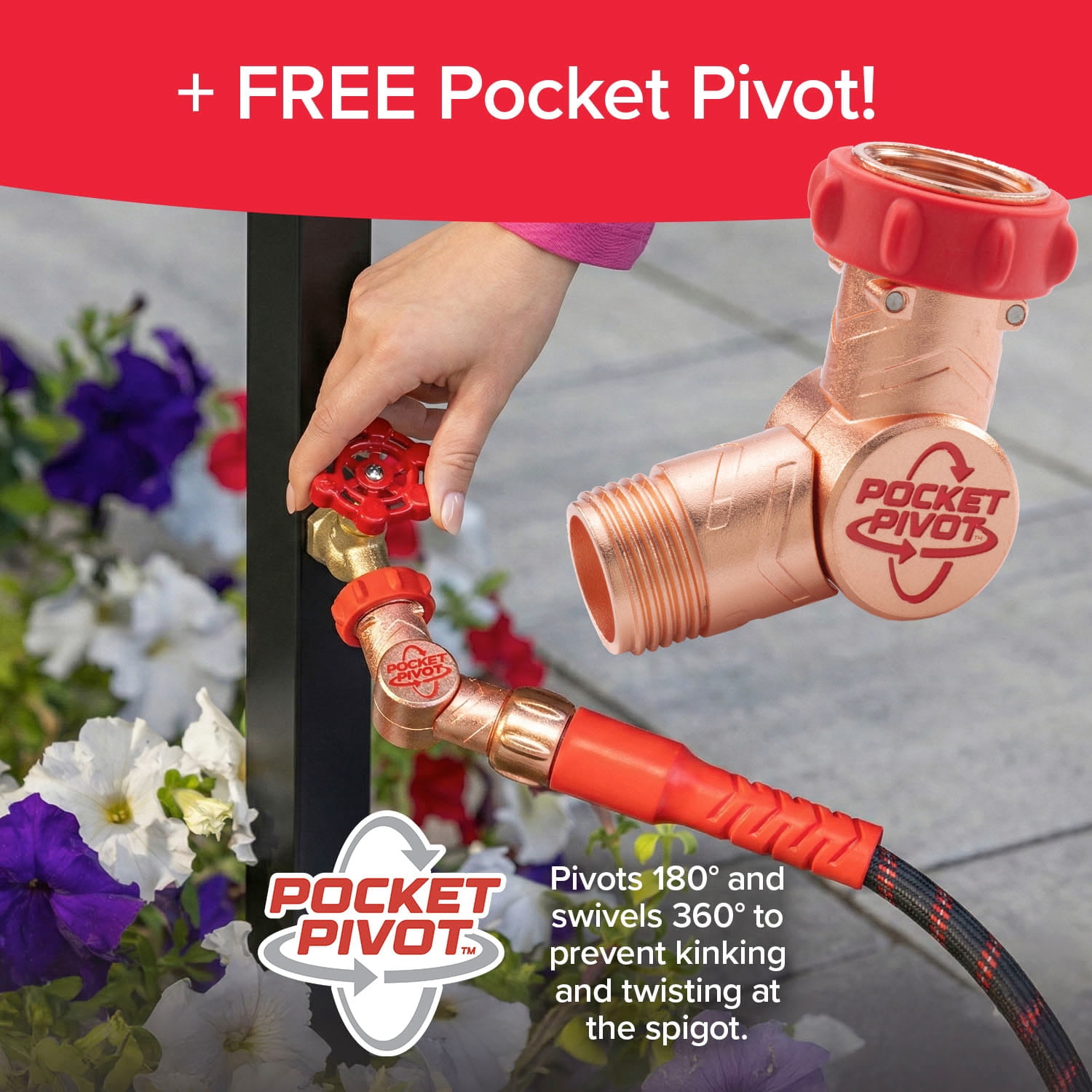 Pocket Hose Ballistic Expanding Garden Hose (Red, 50 ft) h1xlf