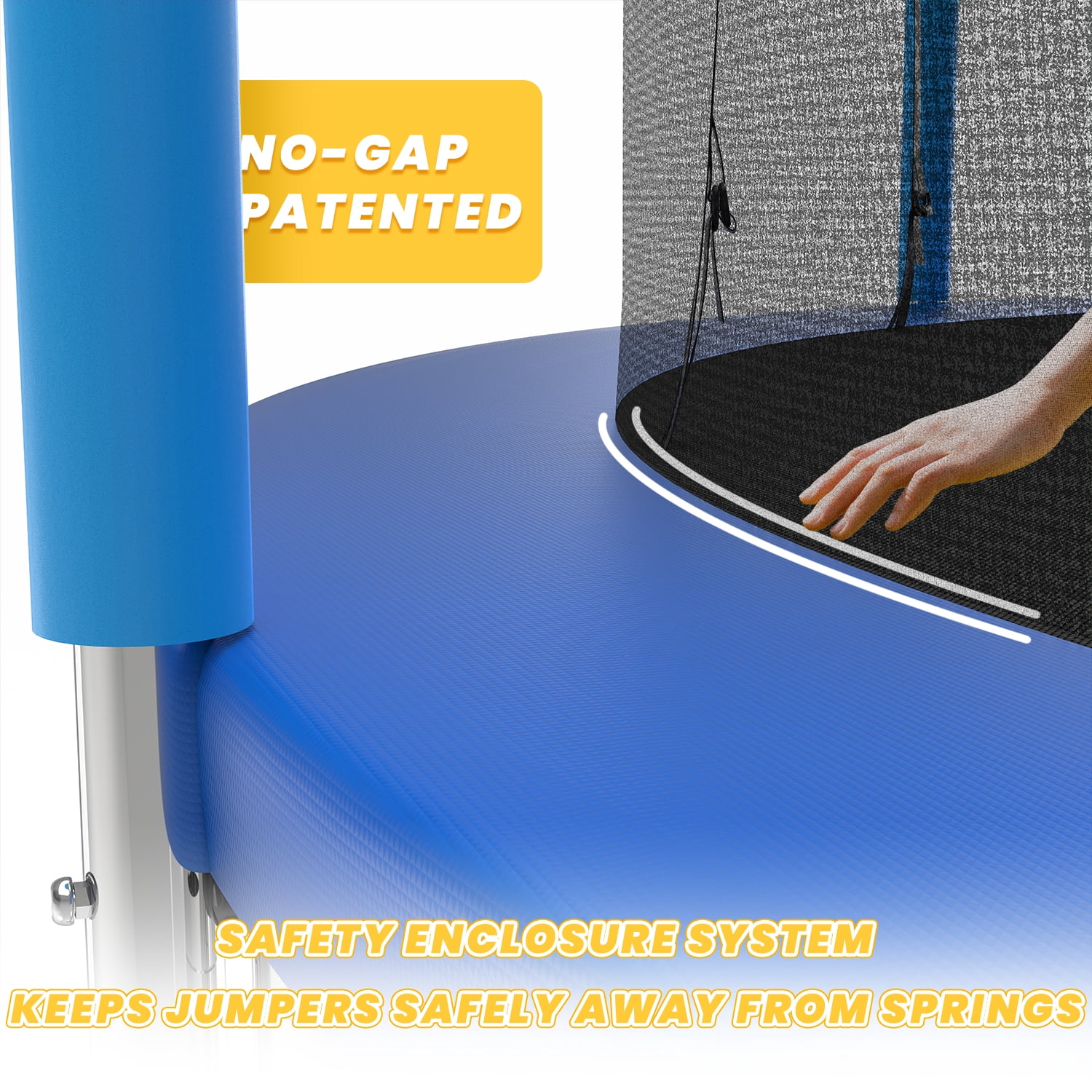 Mersco 14ft Outdoor Backyard Trampoline with Basketball Hoop, Enclosure Net, and Ladder (Blue, 14 ft) r6mvk