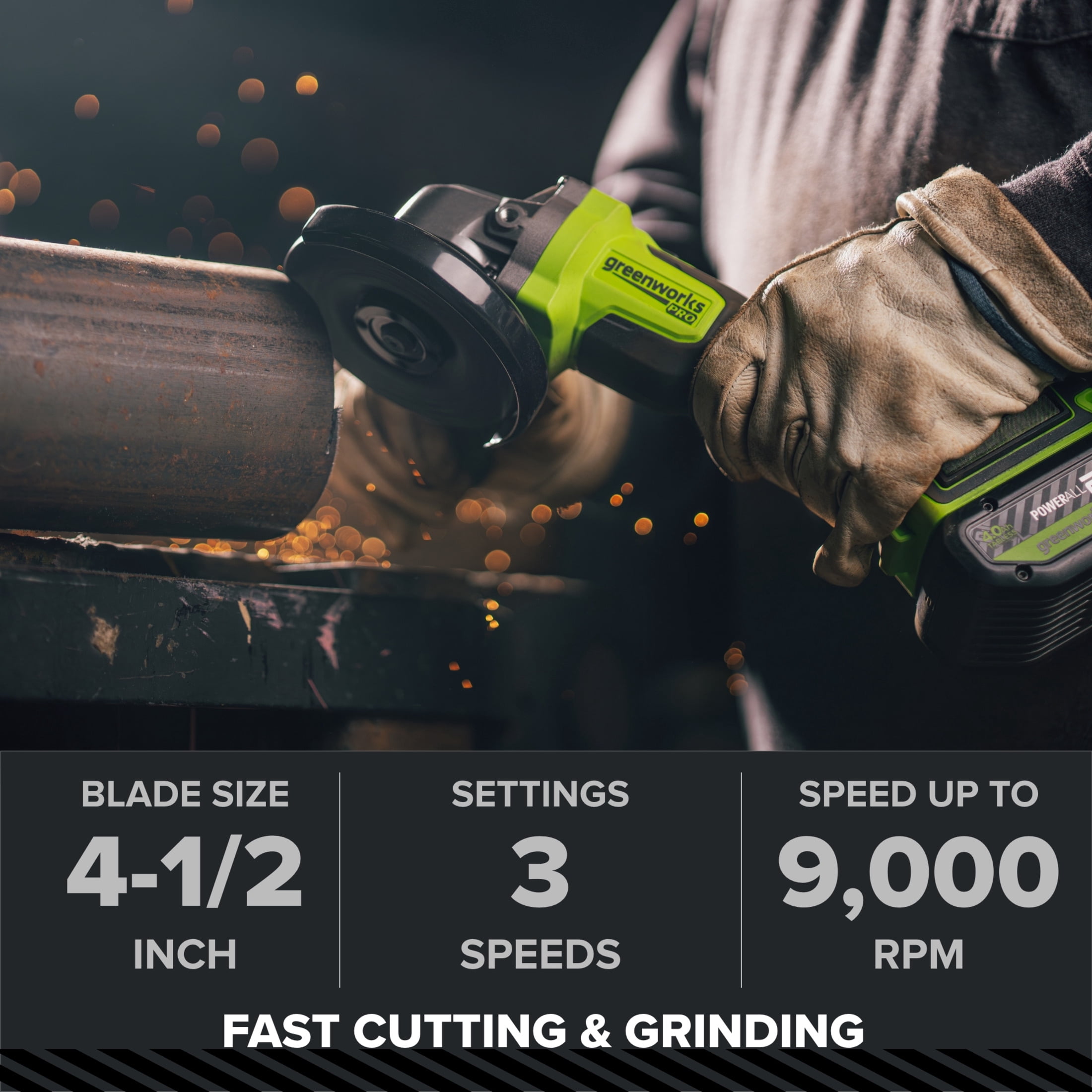 Greenworks Pro PowerAll 24V Brushless Angle Grinder (4.5 in, Tool Only) 8uoyi