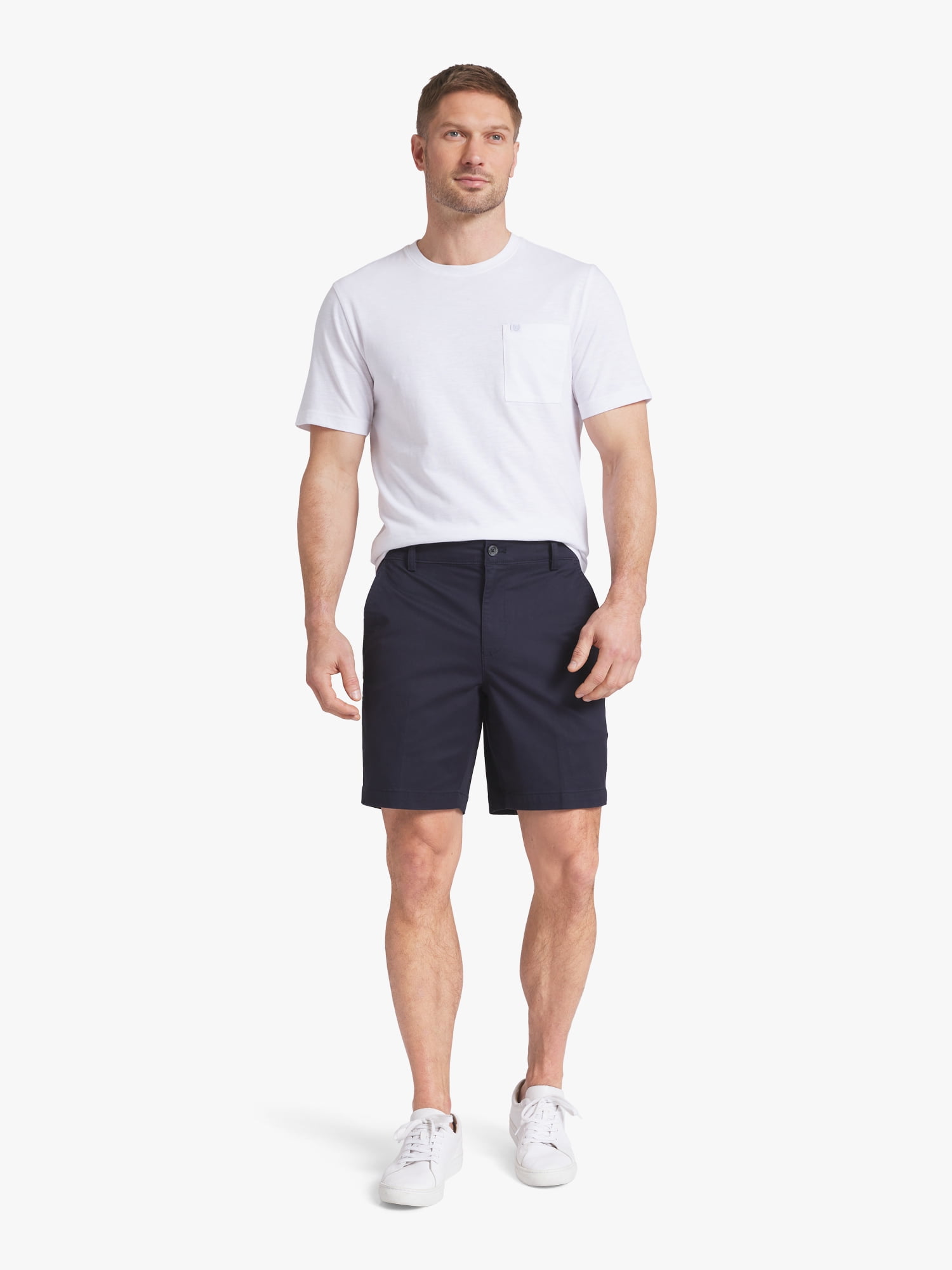 Chaps Men's Flat Front Casual Shorts (Blue, 30-42) sn8wj