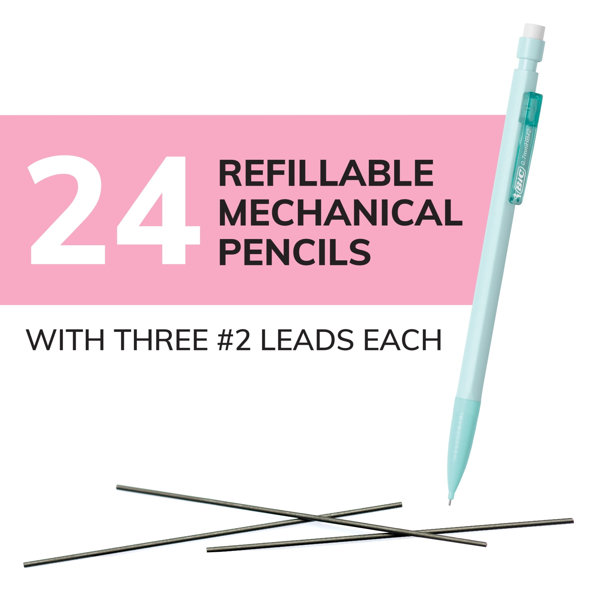 BIC Xtra Smooth Mechanical Pencils, No. 2 Lead, Smudge-Resistant, Pastel Barrels (24-Count) jsrr6