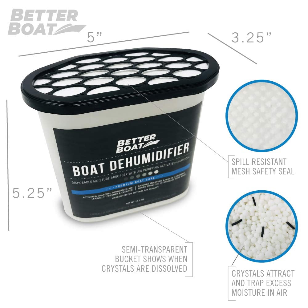 Better Boat Moisture Absorber and Odor Eliminator with Activated Charcoal for Marine, RV, and Home (Black, 2 Pack) mlm9p