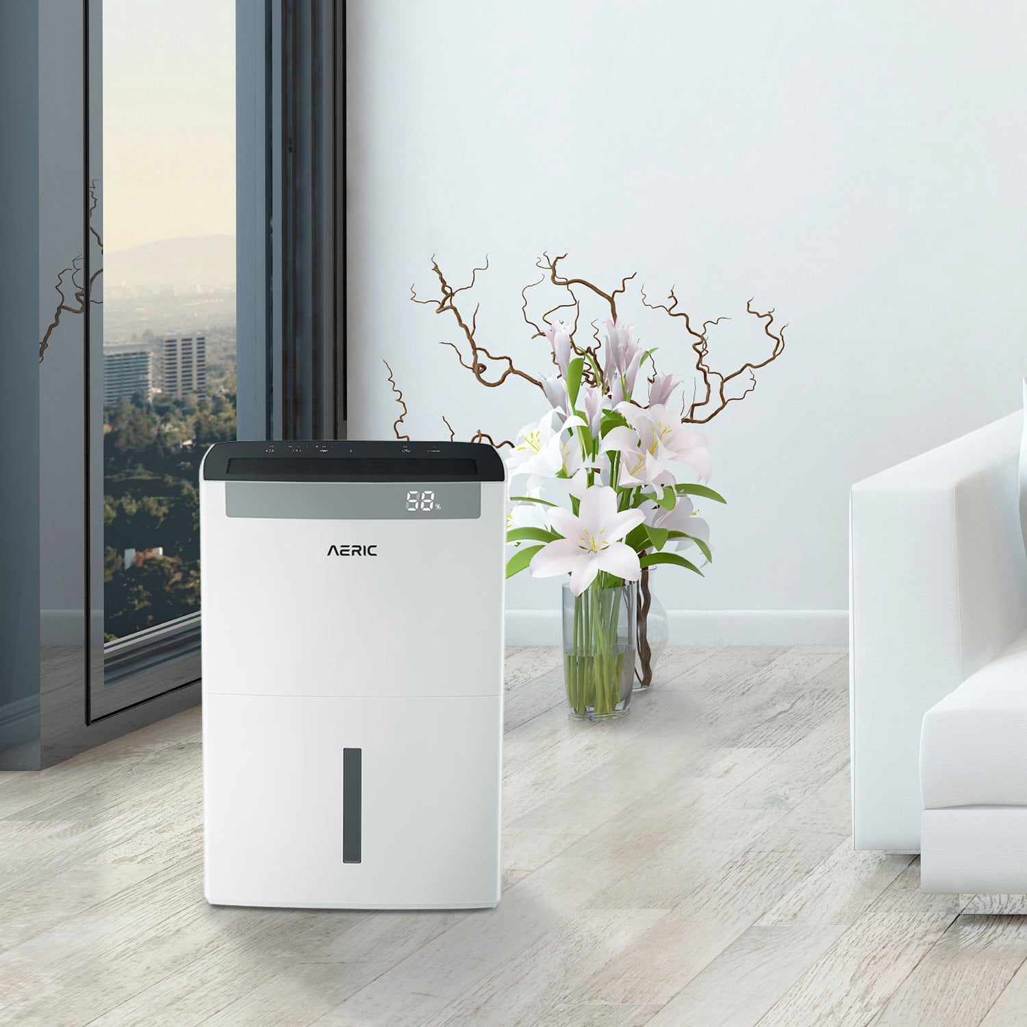 Aeric 50-Pint Portable Dehumidifier for Large Rooms up to 4500 Sq Ft with Drain Hose (White) d0y68