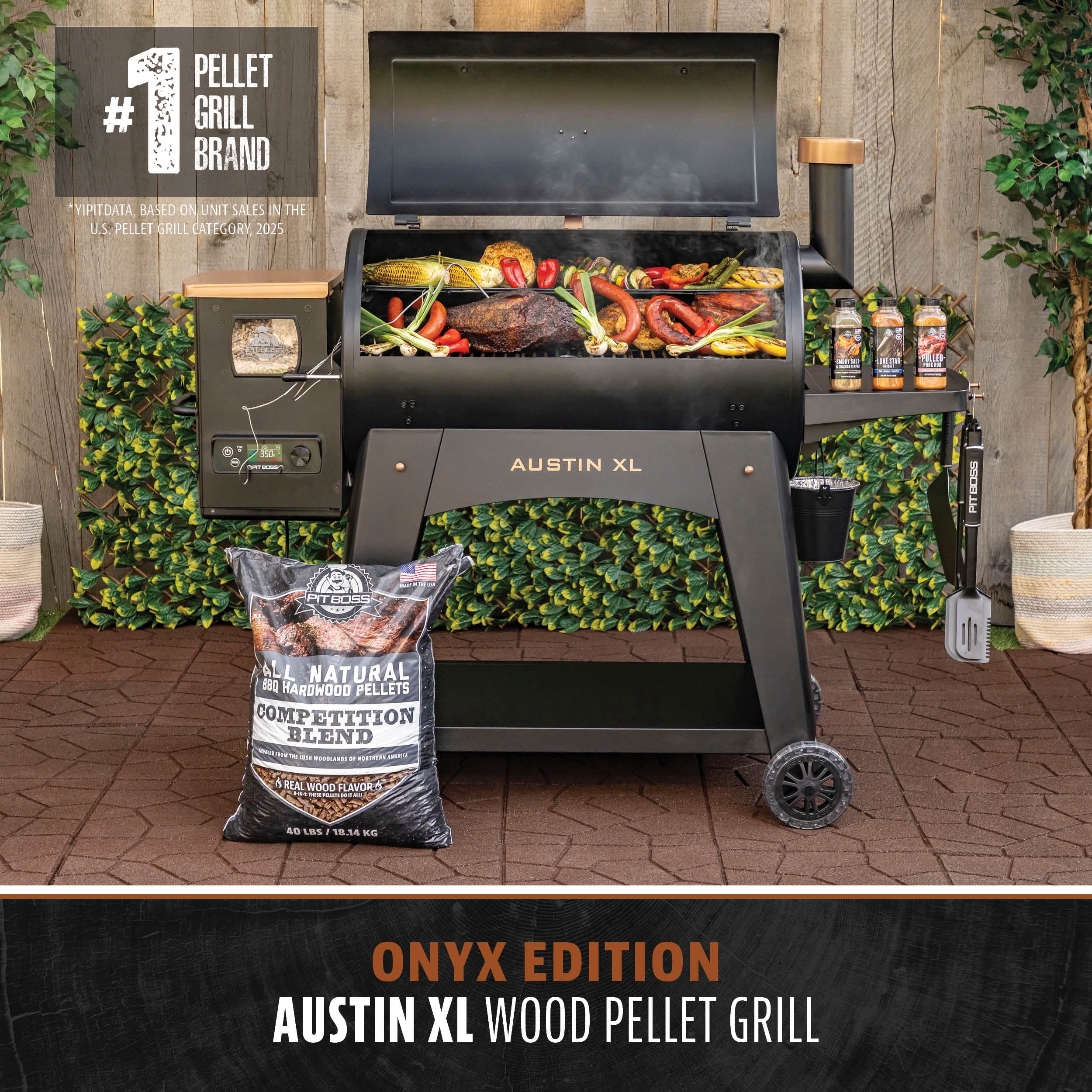 Pit Boss Onyx Series Austin XL Wood Fired Pellet Grill (Black, 1007 sq in) 353az
