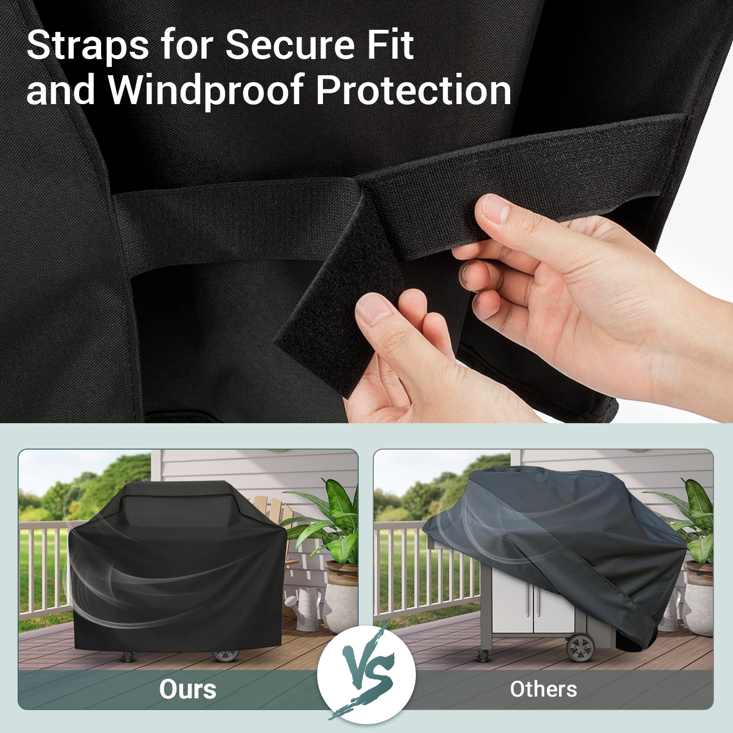 Unicook Heavy Duty Waterproof Gas Grill Cover for 3-4 Burner BBQ Grills (Black, 53 in) r3qvc