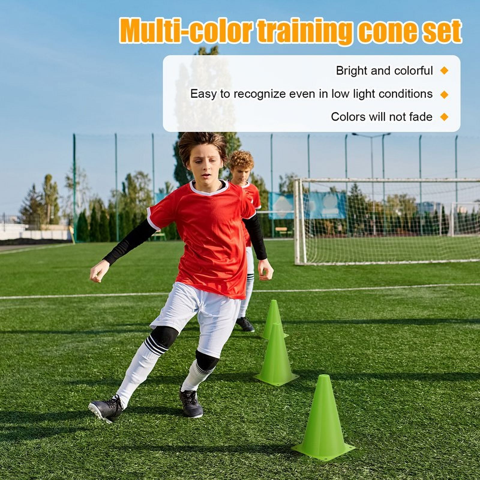 Hengguang 34-Piece Sports Training Cone Set, Durable Plastic Soccer and Football Field Markers (Blue, 34 Pack) i9itm