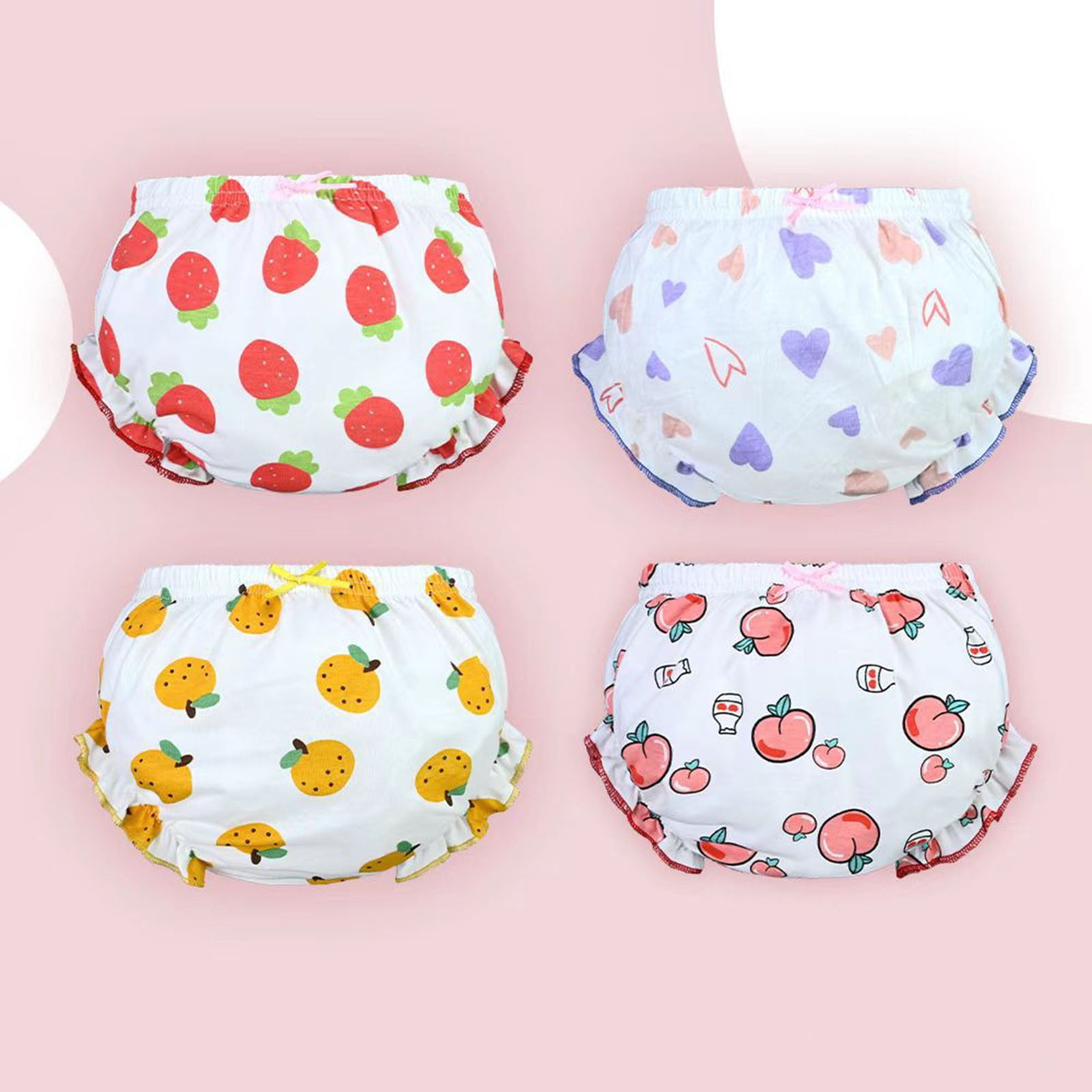 Splozh Toddler Girls Potty Training Underwear Organic Cotton Ruffled Briefs (Fruit Print, 4-Pack, 1-2 Years) c9uqs