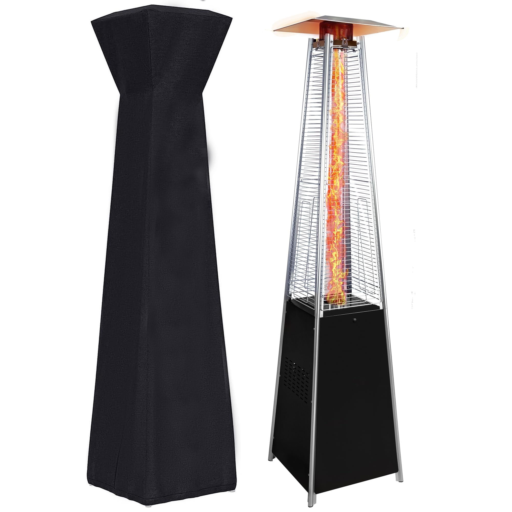 Segmart Pyramid Patio Heater, 48,000 BTU Outdoor Propane Heater with Wheels and Safety Shut-Off (Black, 88 in) 3jgnr