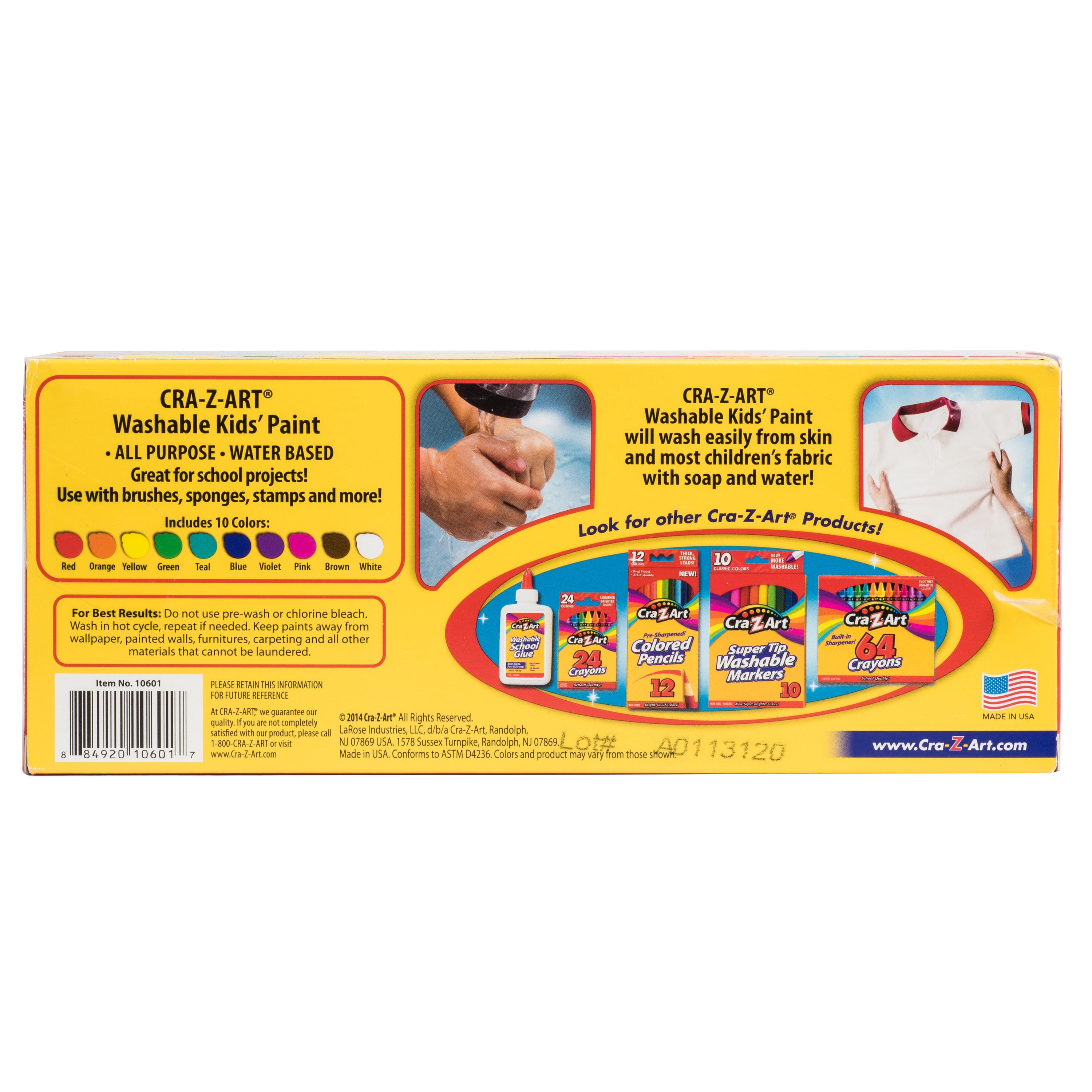 Cra-Z-Art Washable Poster Paint Set, Non-Toxic Kids Craft Supplies (Assorted Colors, 10 Count, 2 fl oz) lqial