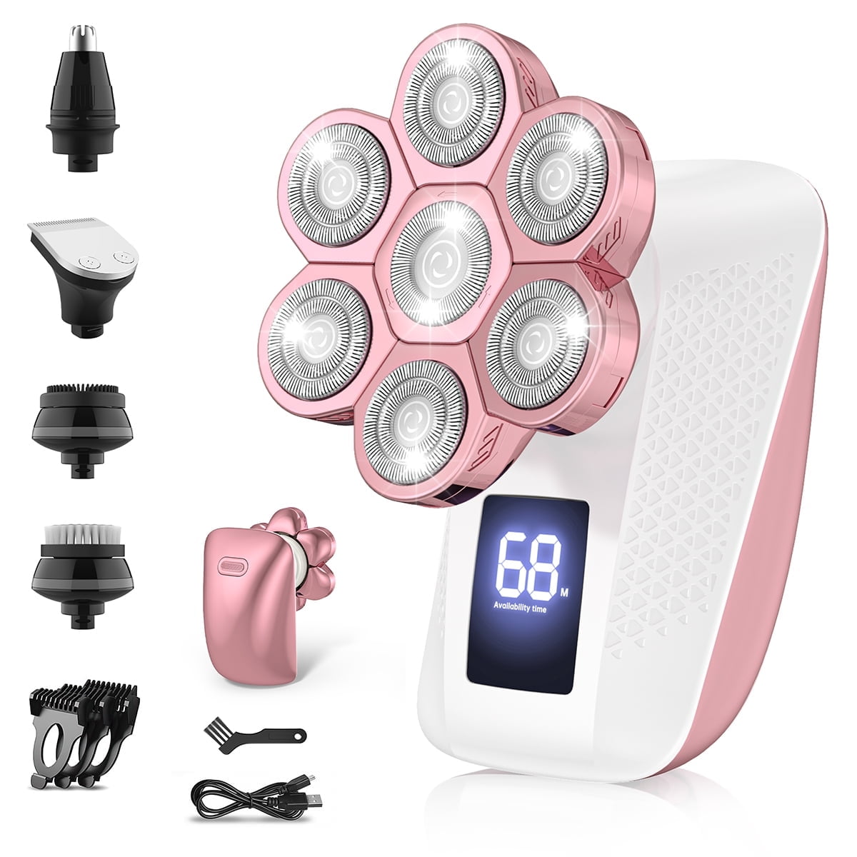 Cshidworld 5-in-1 Electric Shaver for Women, Rechargeable Wet/Dry Hair Removal Kit for Face and Body (Pink, 1 Count) 9yshe