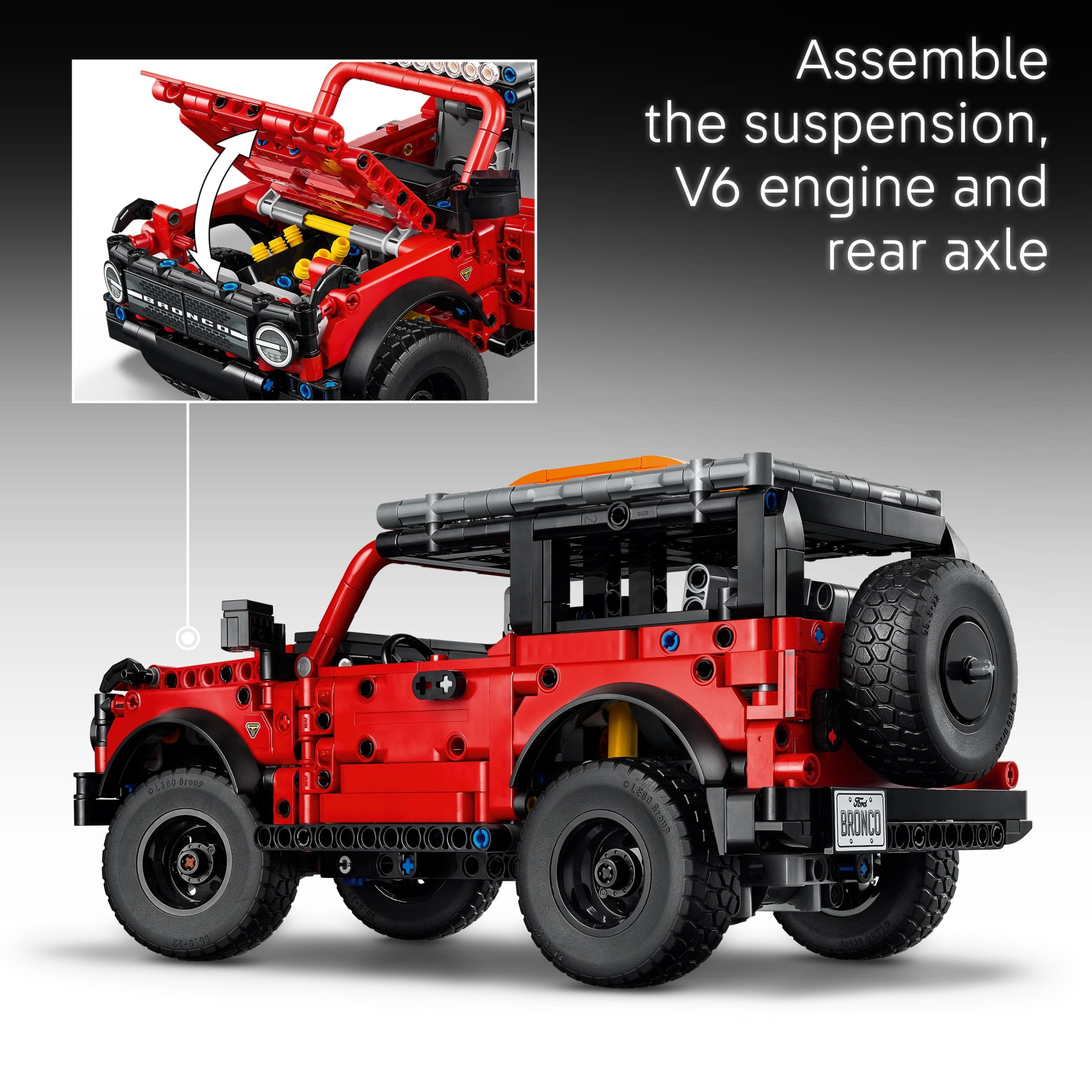 LEGO Technic Ford Bronco SUV Building Set (Red and Black, 943 Pieces) dr6o0