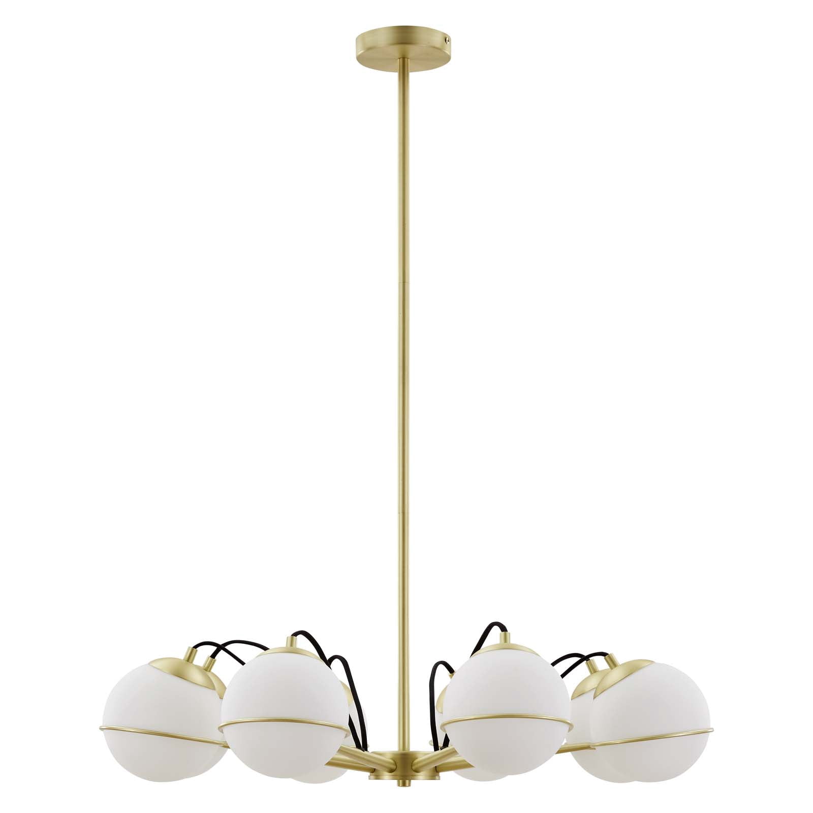 Modway Hanna 8-Light Chandelier Mid-Century Modern Ceiling Fixture (Opal Gold, 31.5 in) 646kk