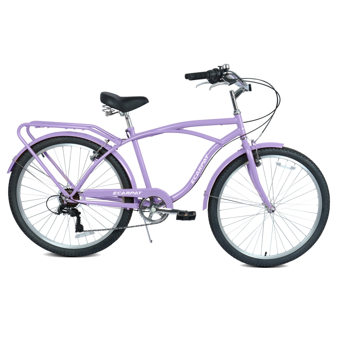 Generic 26 Inch 7-Speed Beach Cruiser Bike, Step-Through Steel Frame, Comfortable Urban Commuter (Lavender Purple, 26 in) ncw59
