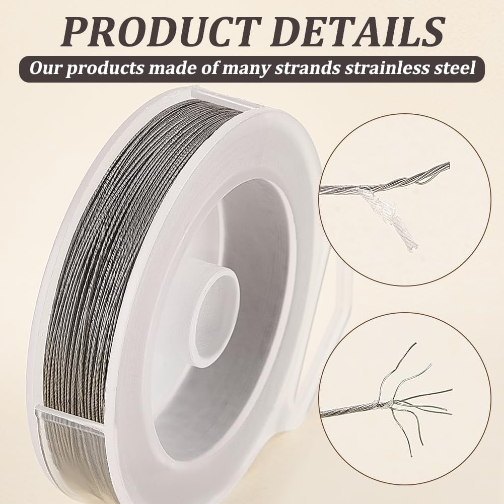 SUNNYCLUE 7-Strand Tiger Tail Beading Wire for Jewelry Making (Silver, 300 ft) xf0w3