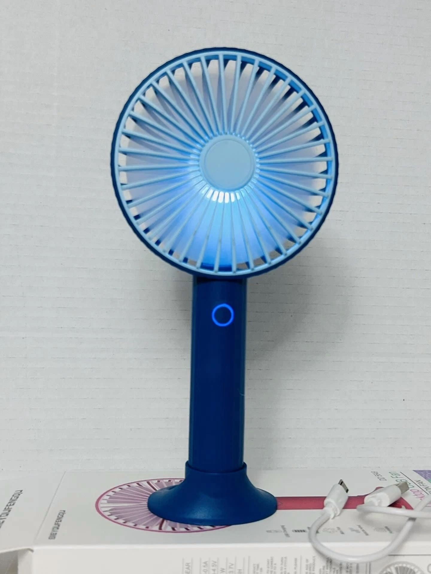 VAULT Mini Handheld Fan with Rechargeable Battery (3-Speed, LED Light, Portable) fz8r8