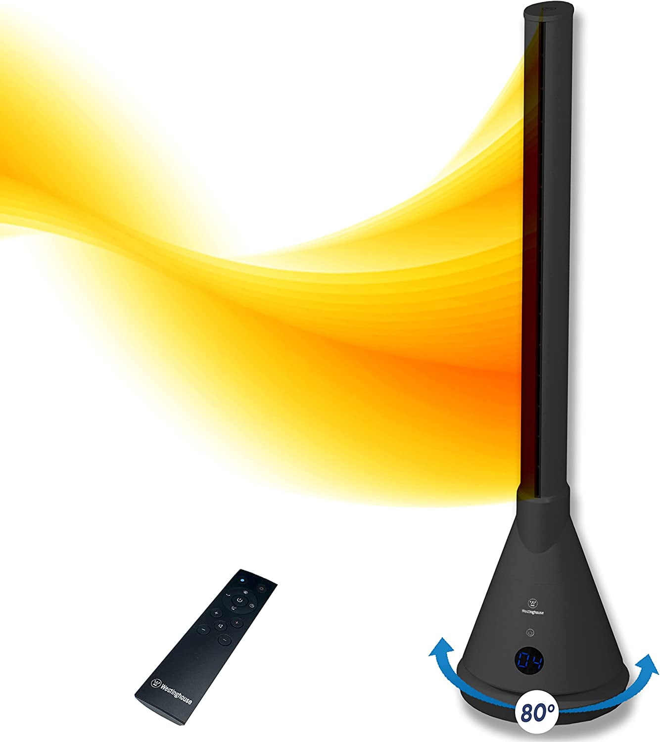 Westinghouse 40 in Oscillating Bladeless Tower Fan and Heater with Remote Control (Black) ghkvk