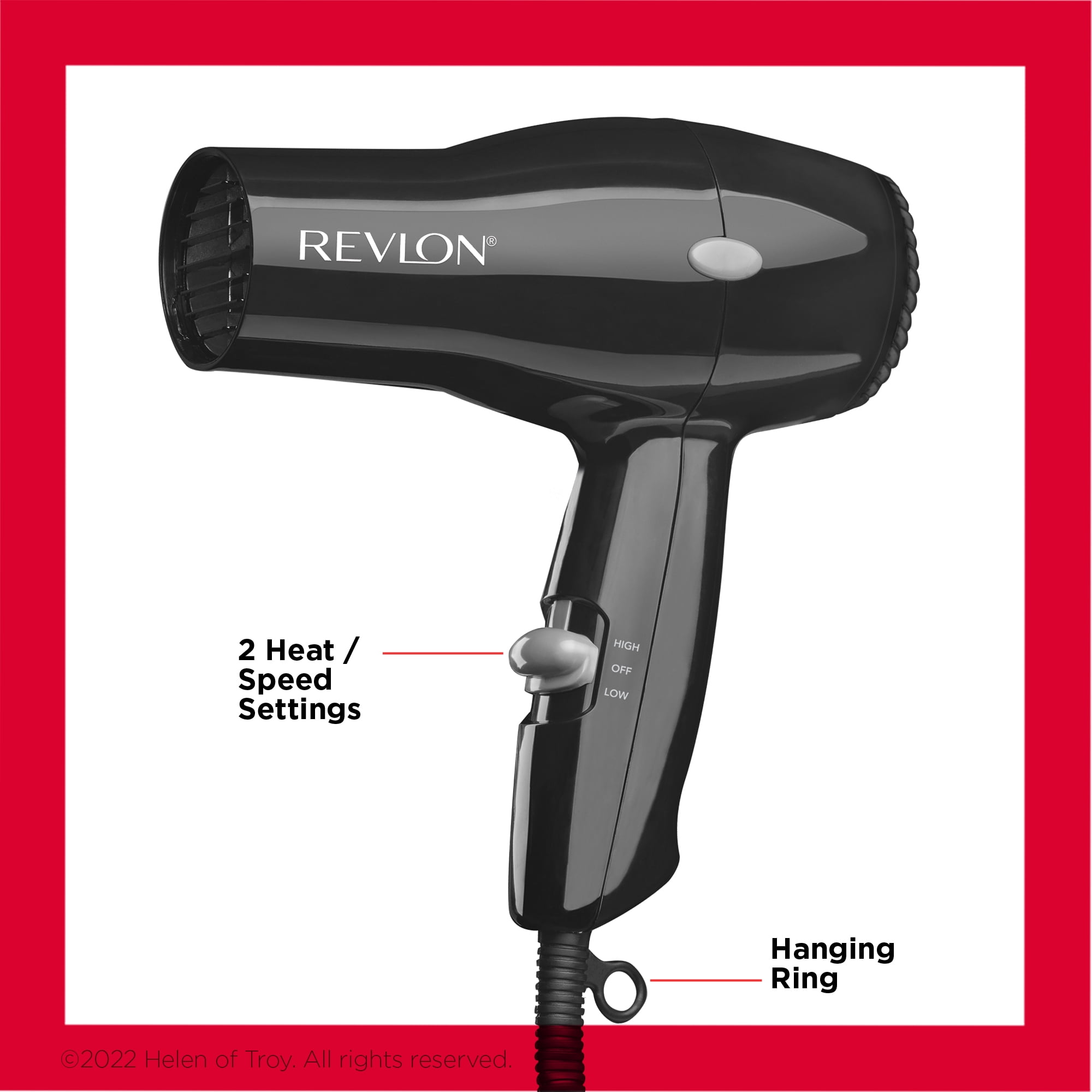 Revlon 1875W Compact Hair Dryer, Lightweight Travel Blow Dryer (Black, 1 Unit) dxjbq