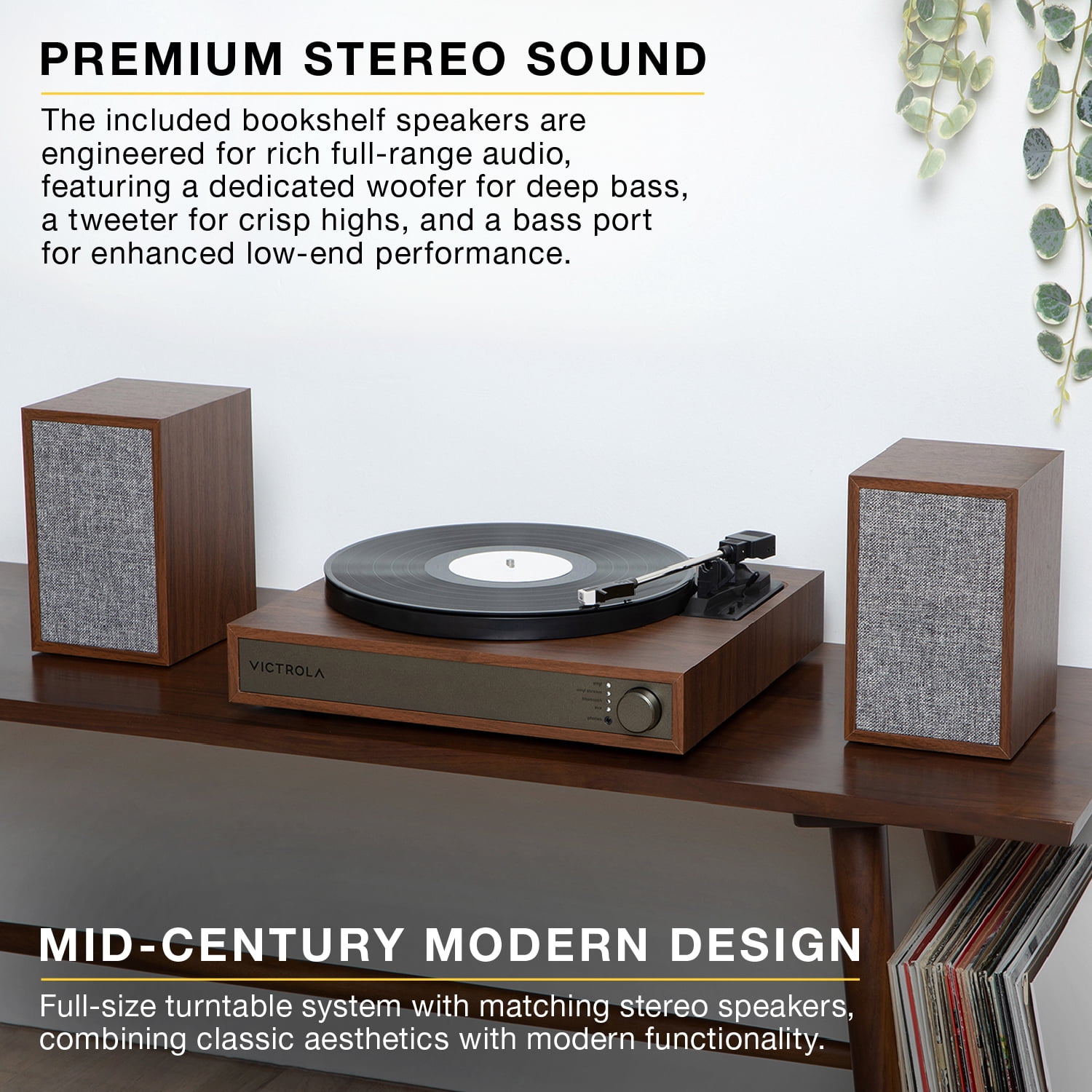 Victrola Harmony Bluetooth Turntable System with Speakers (Natural, 17.5 in x 14.5 in x 4.5 in) qrrq3