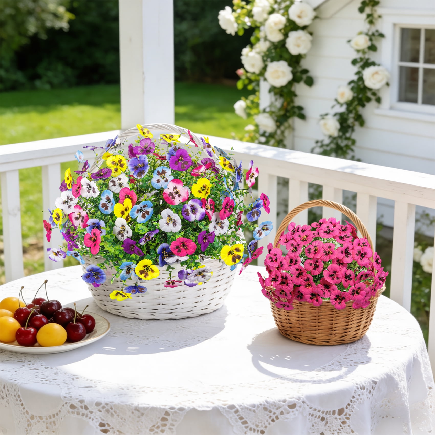 AcerichFad Artificial Pansy Flowers UV-Resistant Faux Silk Plants for Indoor and Outdoor Decor (Multi-Color, 16 Bundles) g9n0p