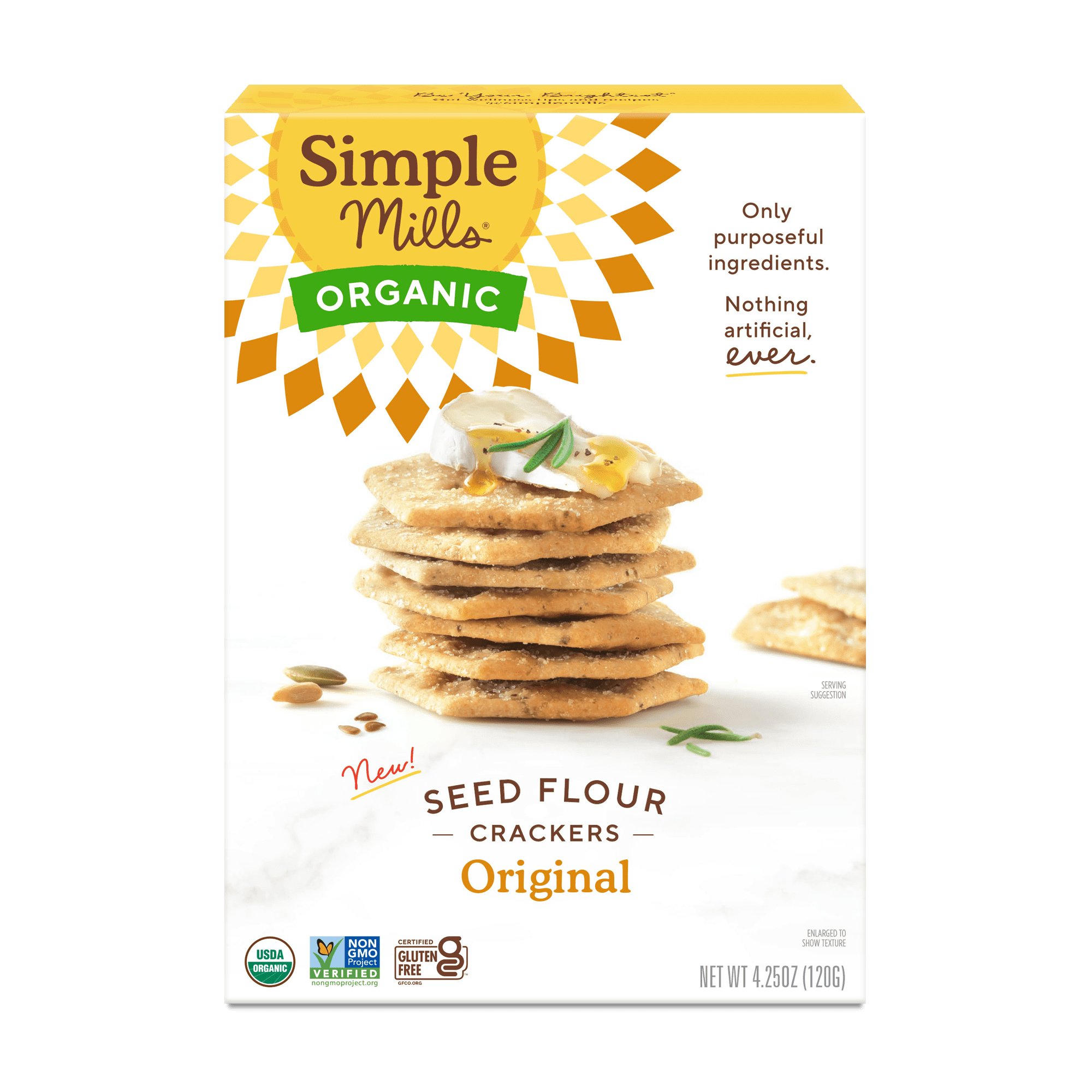 Simple Mills Organic Seed Flour Crackers, Original Sea Salt, Gluten-Free (4.25 oz) w1fkr