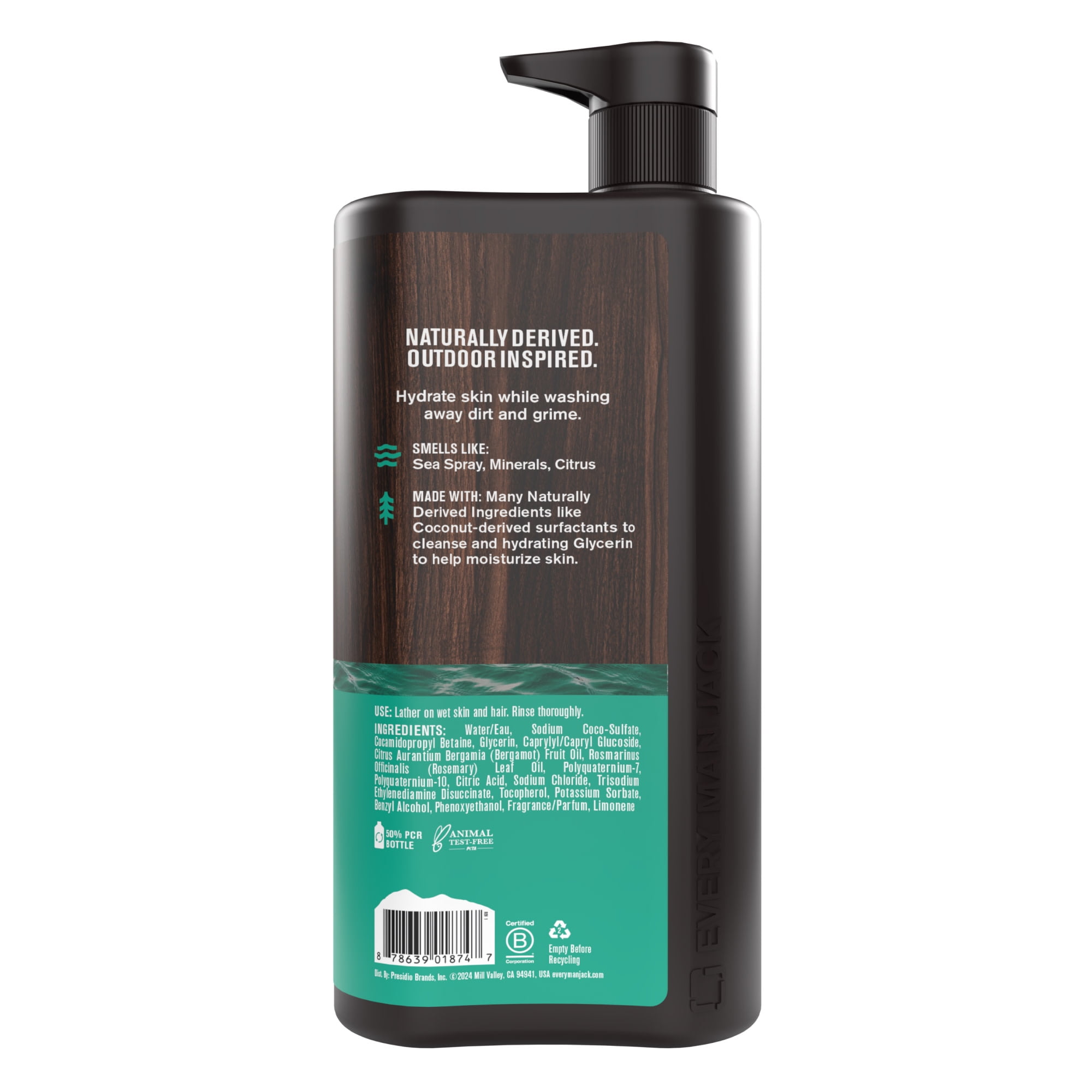 Every Man Jack Sea Salt + Citrus Body Wash, Deep Cleansing & Hydrating Formula (28.8 fl oz) ztkcy